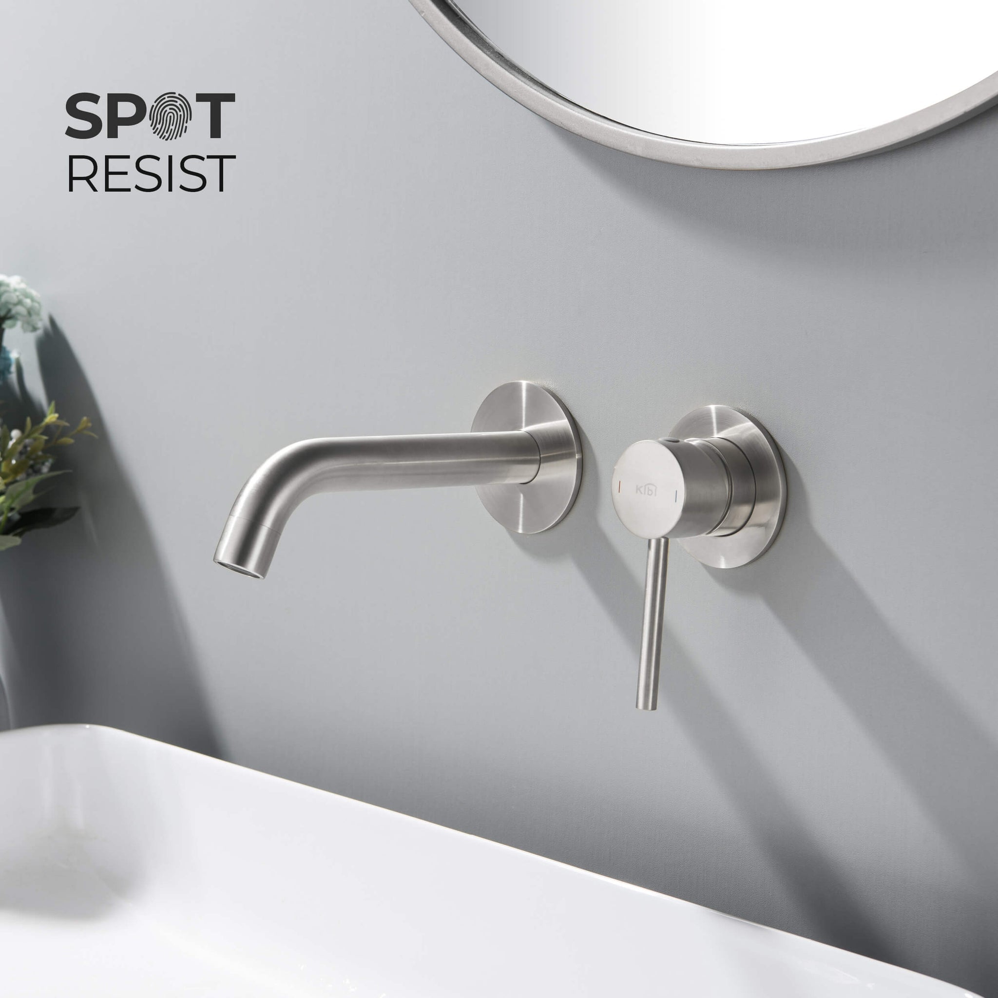 KIBI, KIBI Circular Wall Mounted Single Handle Brushed Nickel Solid Brass Bathroom Sink Faucet
