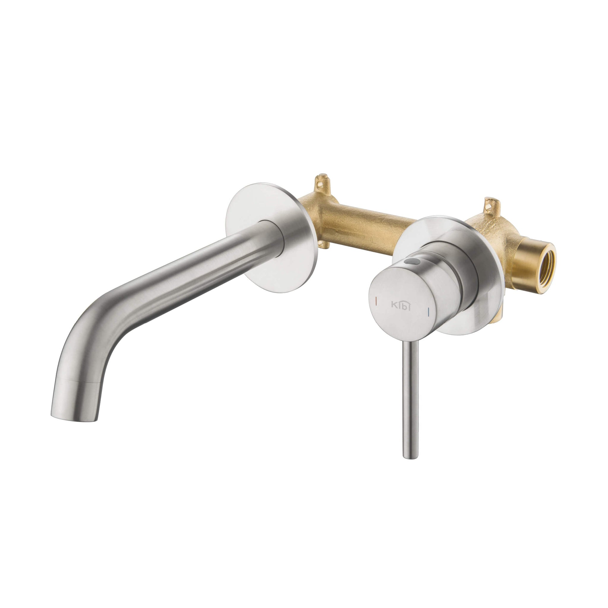 KIBI, KIBI Circular Wall Mounted Single Handle Brushed Nickel Solid Brass Bathroom Sink Faucet