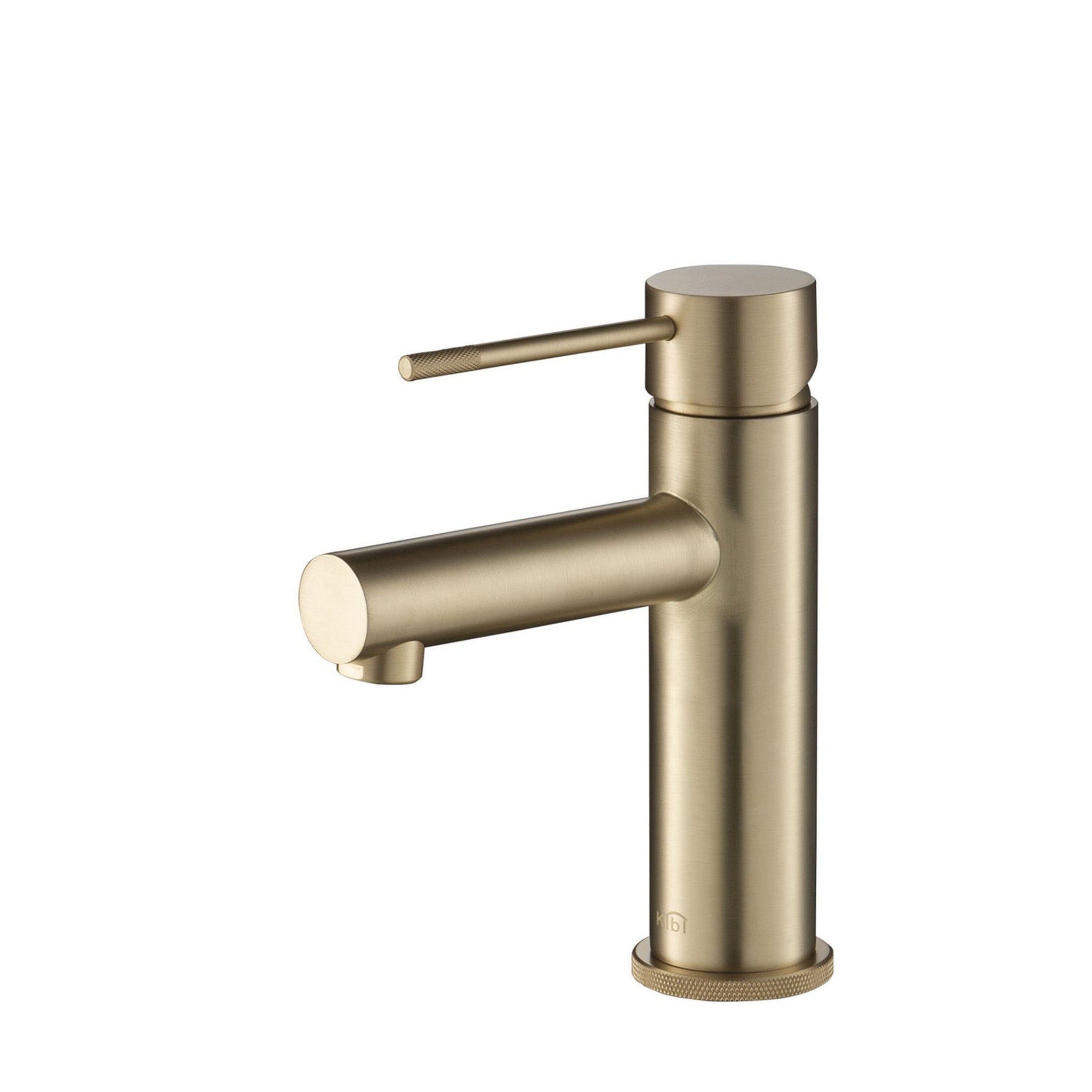 KIBI, KIBI Circular X Single Handle Brushed Gold Solid Brass Bathroom Vanity Sink Faucet