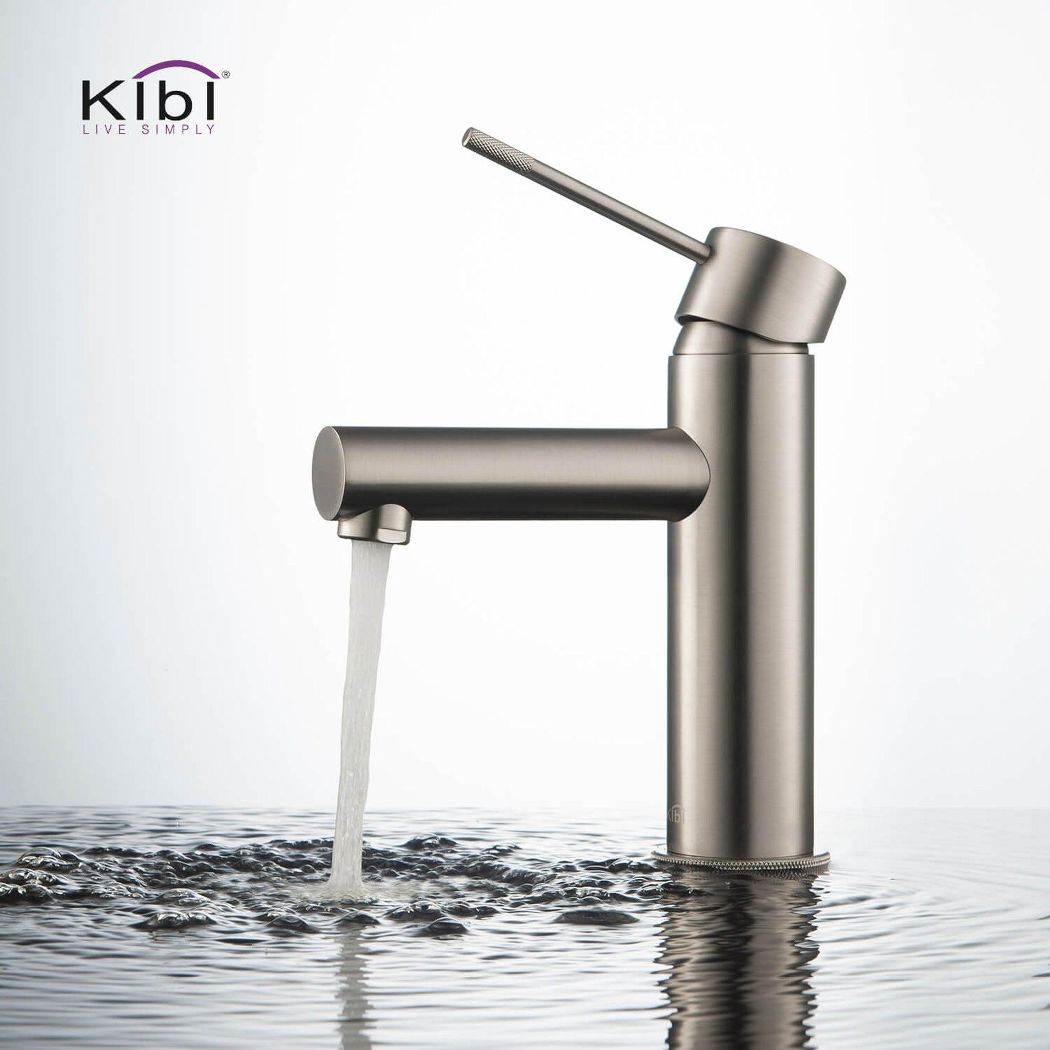 KIBI, KIBI Circular X Single Handle Brushed Nickel Solid Brass Bathroom Vanity Sink Faucet