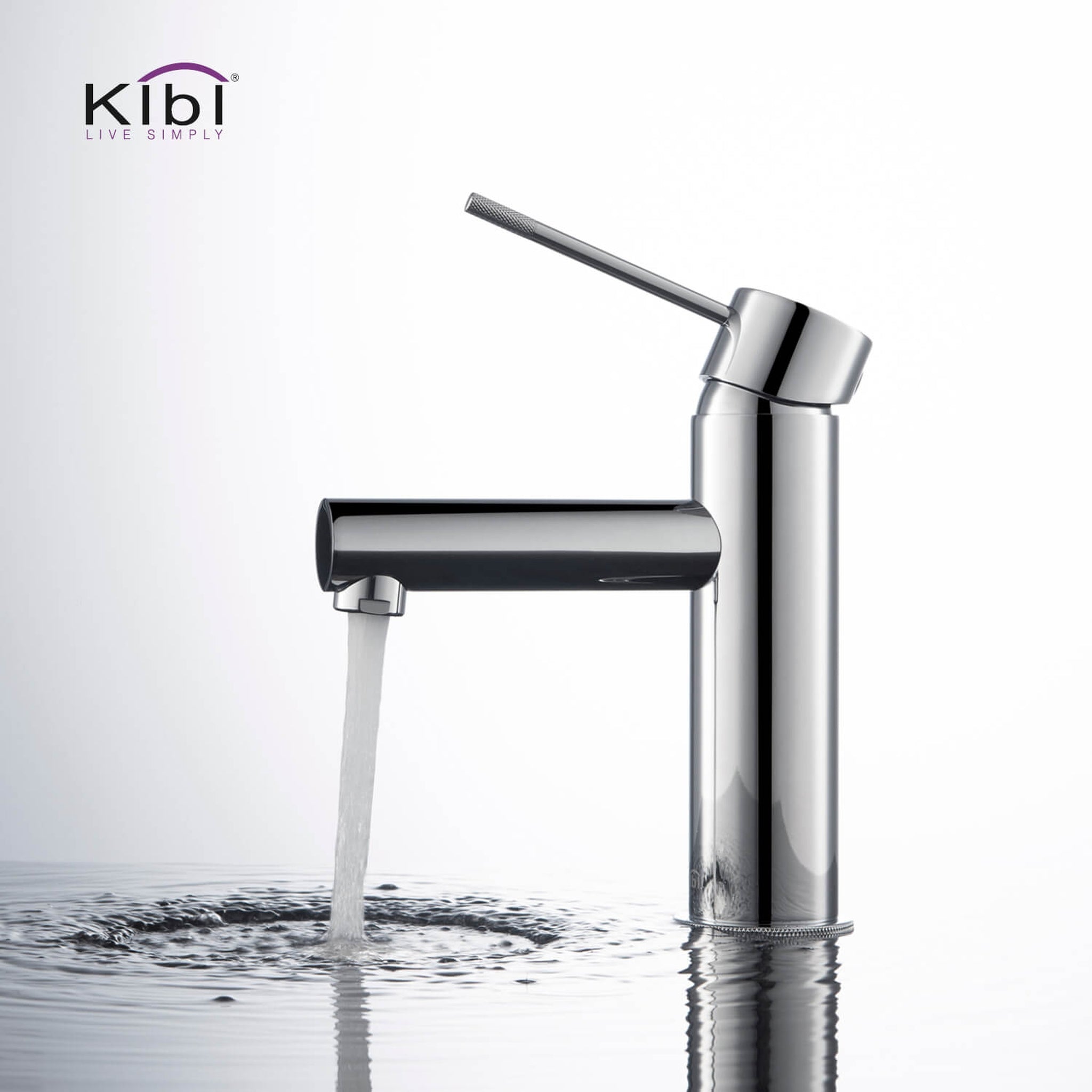 KIBI, KIBI Circular X Single Handle Chrome Solid Brass Bathroom Vanity Sink Faucet