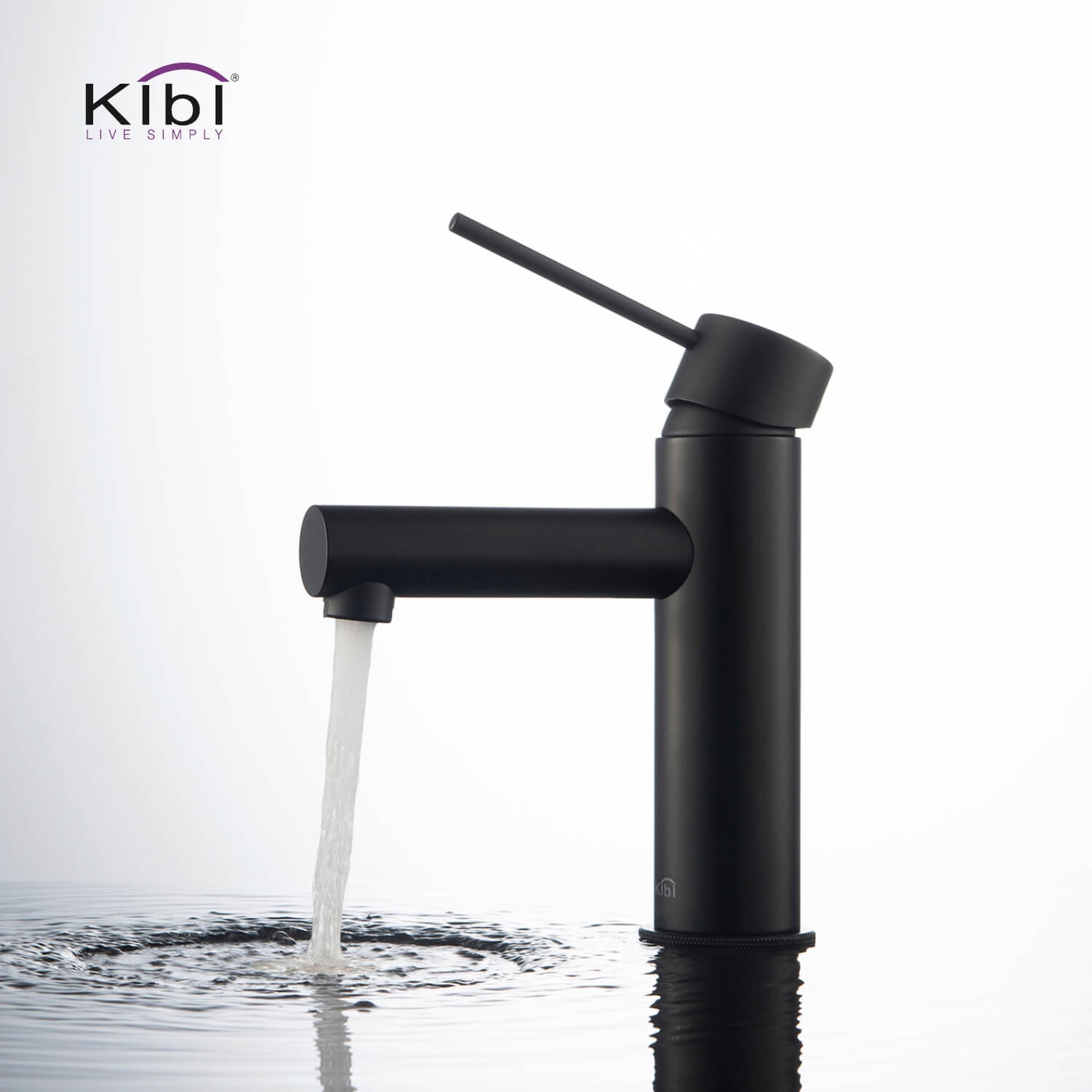 KIBI, KIBI Circular X Single Handle Matte Black Solid Brass Bathroom Sink Faucet With Pop-Up Drain Stopper With Overflow