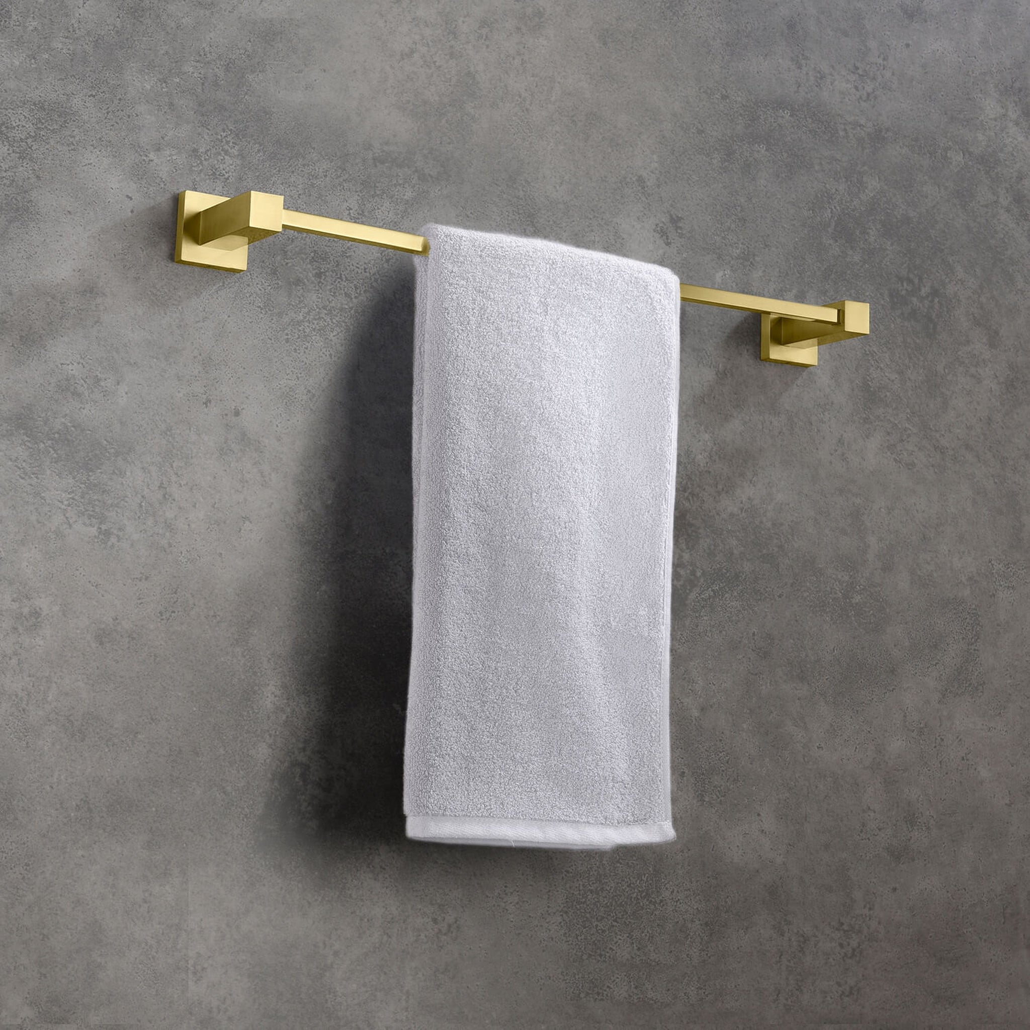 KIBI, KIBI Cube 18" Brass Bathroom Towel Bar in Brushed Gold Finish