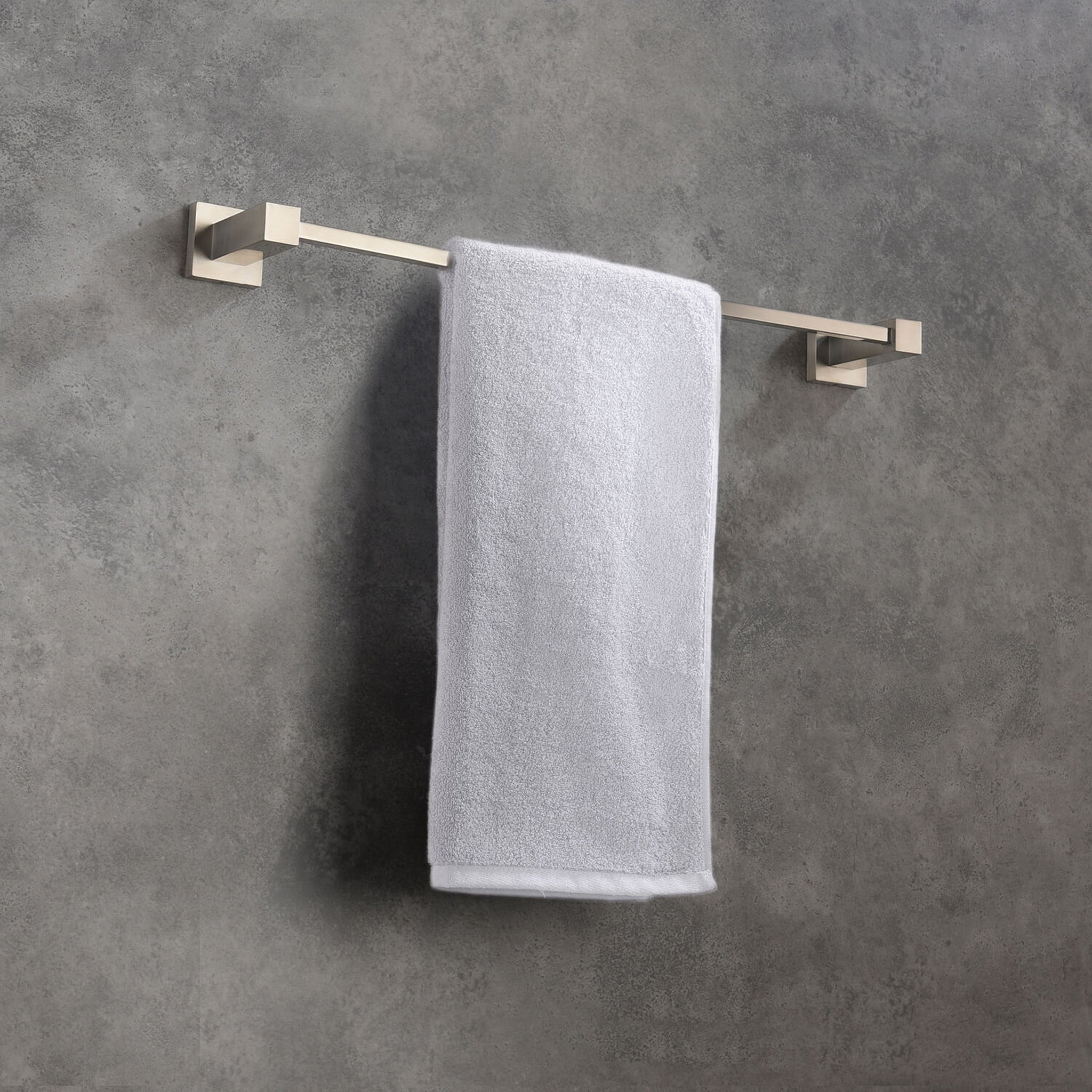 KIBI, KIBI Cube 18" Brass Bathroom Towel Bar in Brushed Nickel Finish