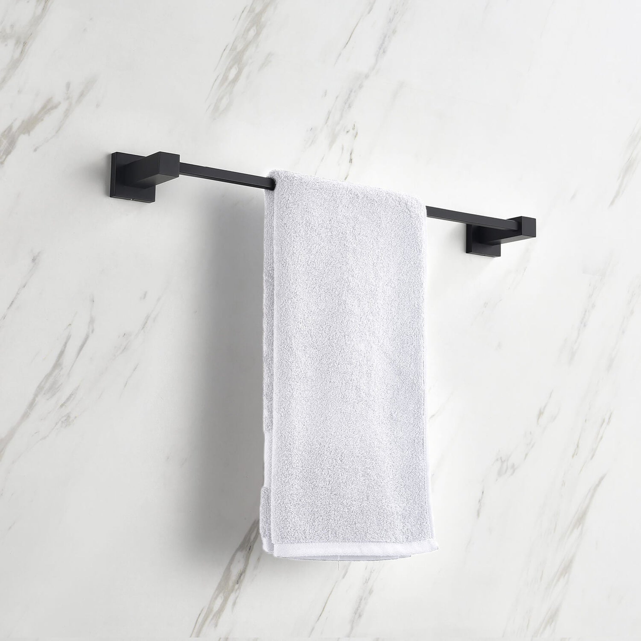 KIBI, KIBI Cube 18" Brass Bathroom Towel Bar in Matte Black Finish