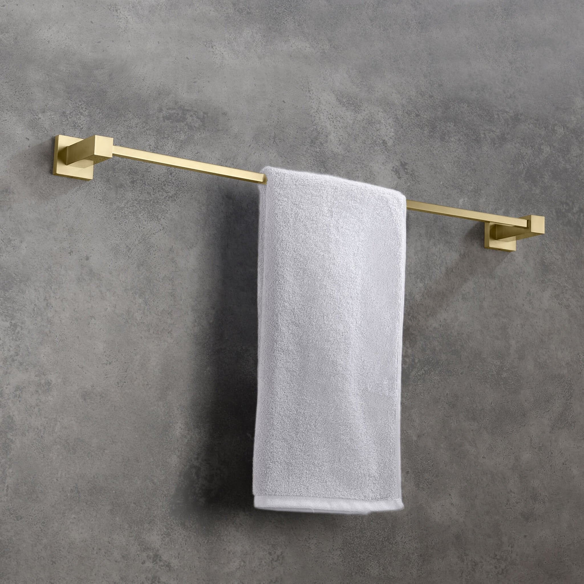 KIBI, KIBI Cube 24" Brass Bathroom Towel Bar in Brushed Gold Finish