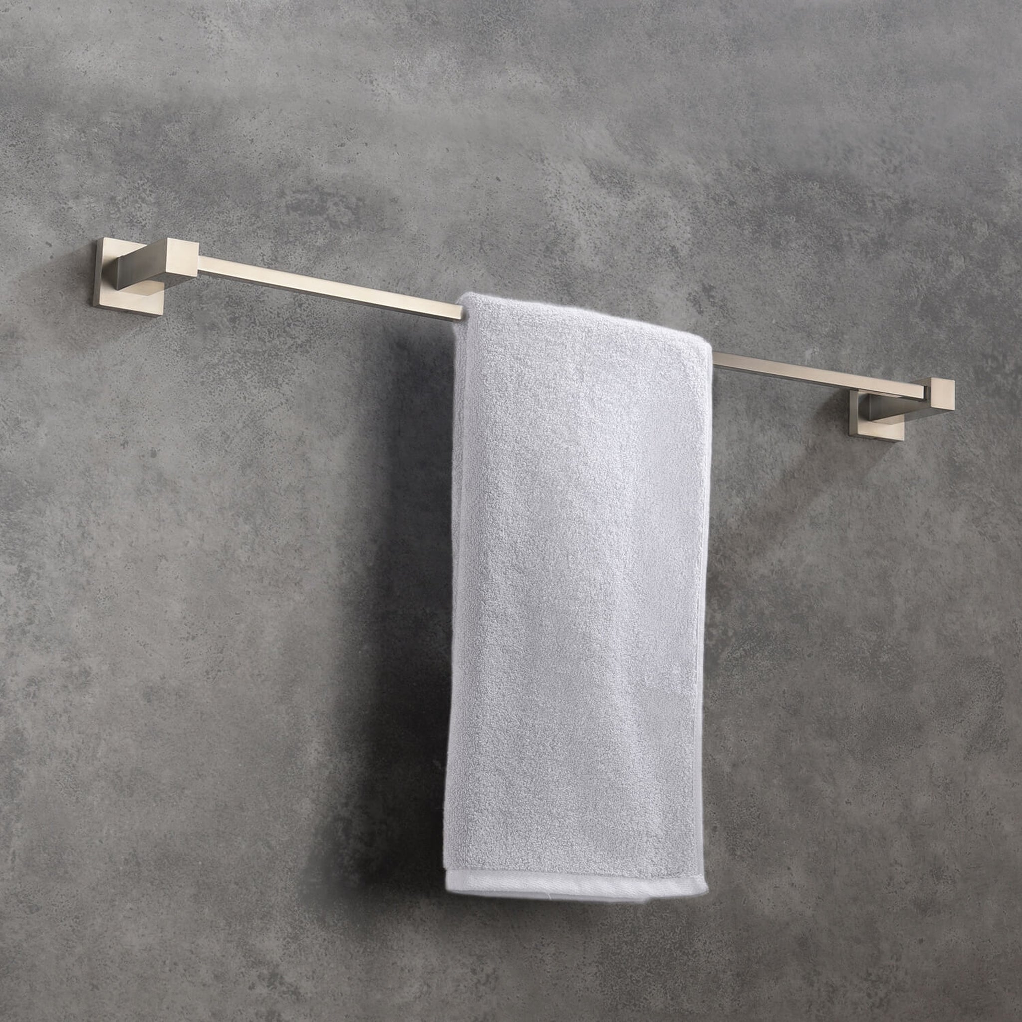 KIBI, KIBI Cube 24" Brass Bathroom Towel Bar in Brushed Nickel Finish