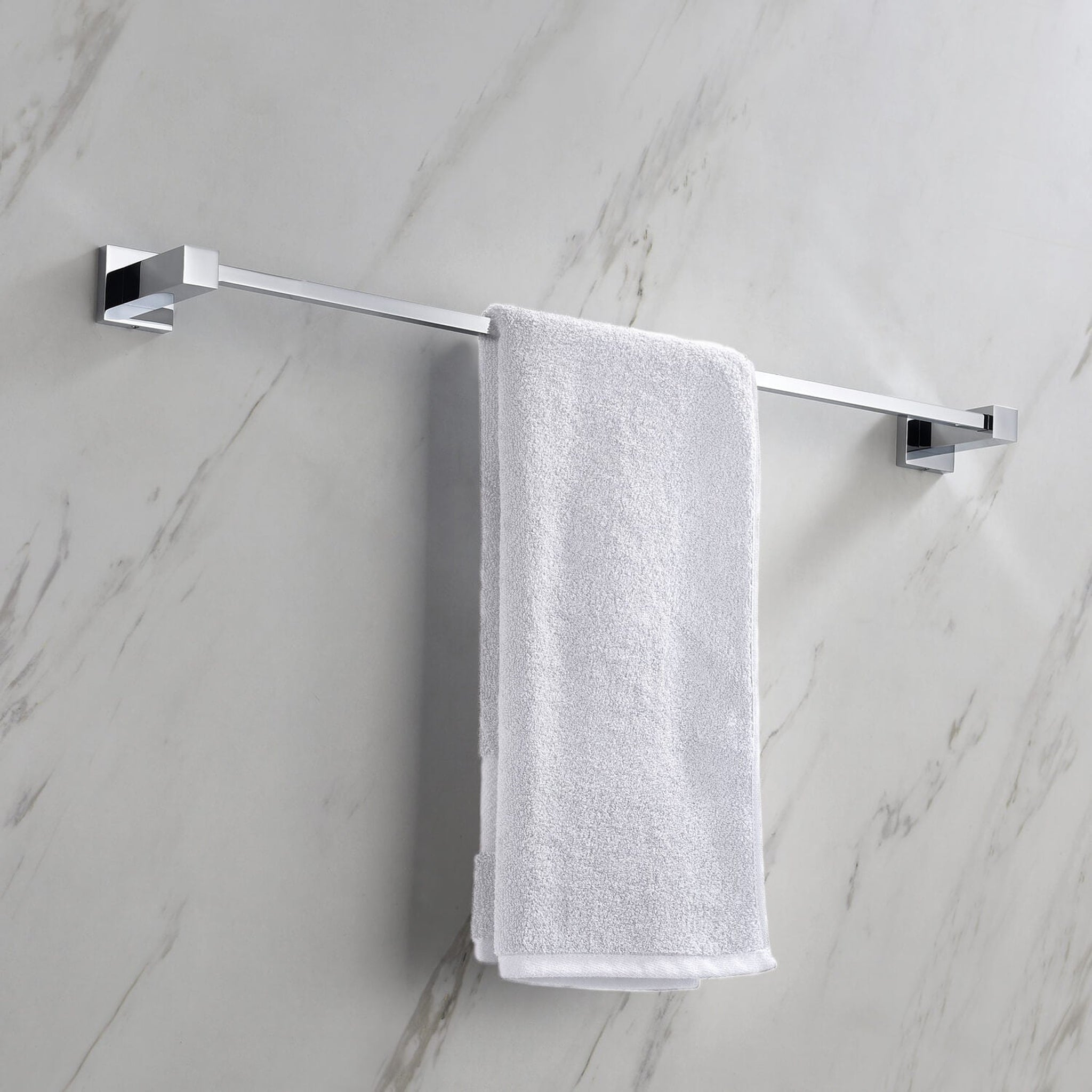 KIBI, KIBI Cube 24" Brass Bathroom Towel Bar in Chrome Finish