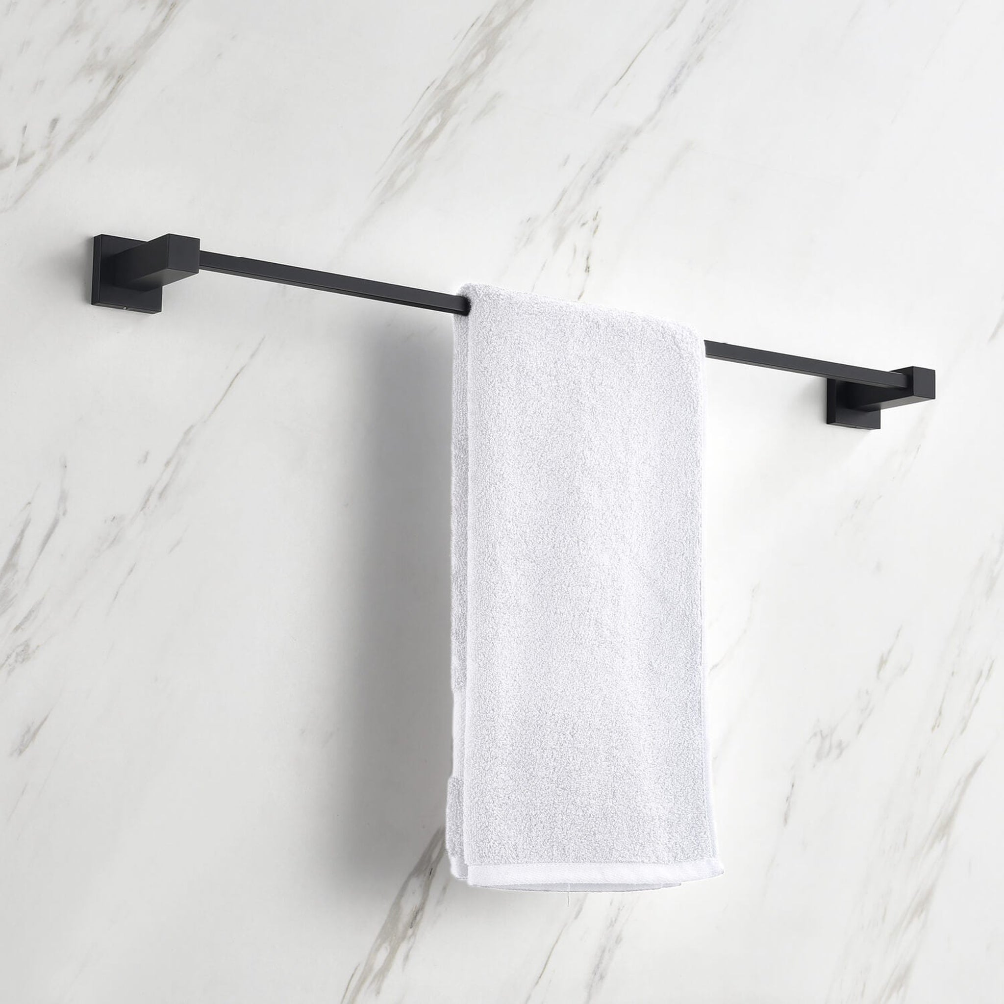 KIBI, KIBI Cube 24" Brass Bathroom Towel Bar in Matte Black Finish