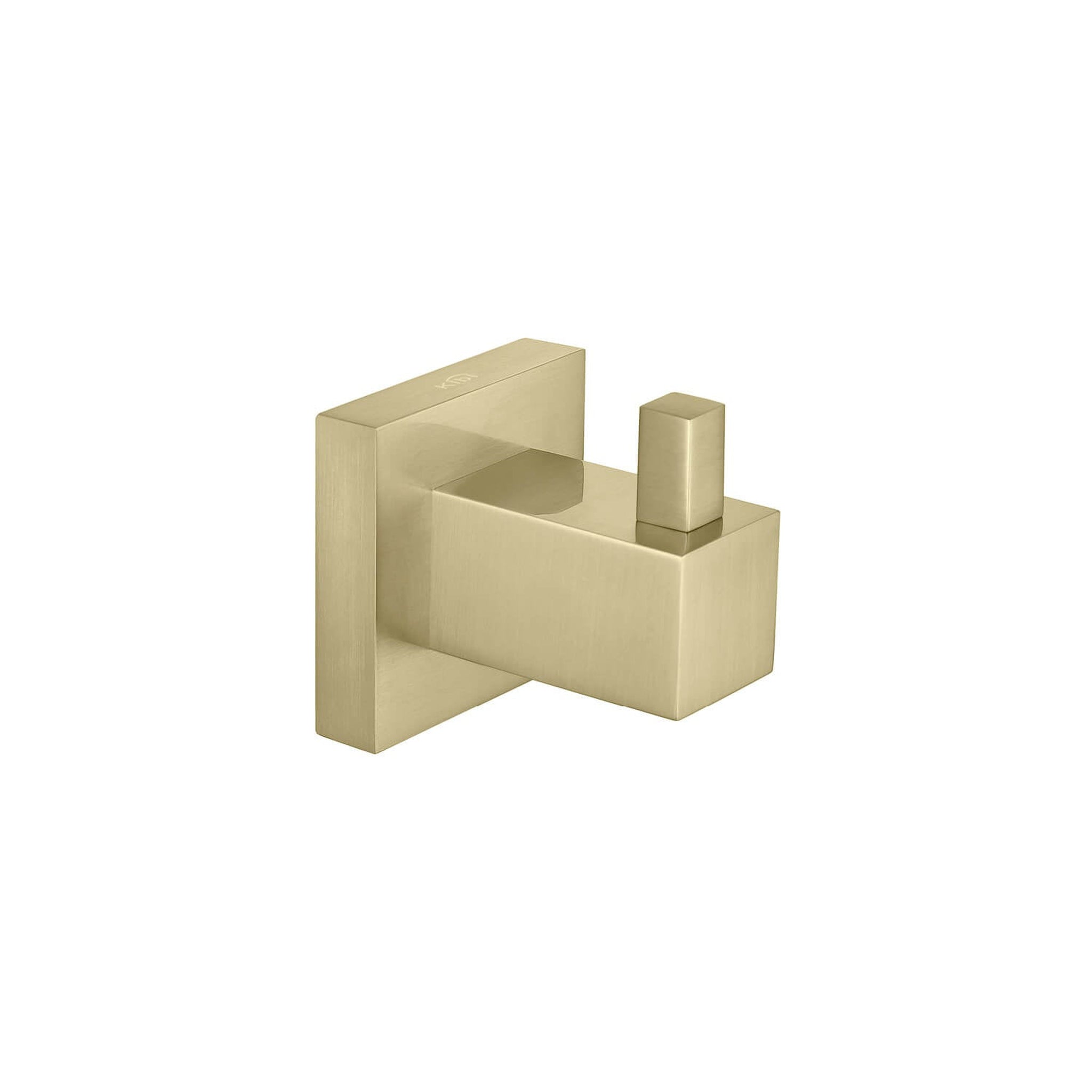 KIBI, KIBI Cube Brass Bathroom Robe Hook in Brushed Gold Finish