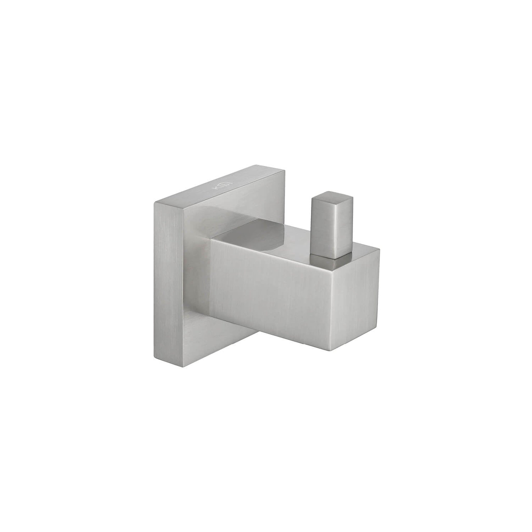 KIBI, KIBI Cube Brass Bathroom Robe Hook in Brushed Nickel Finish