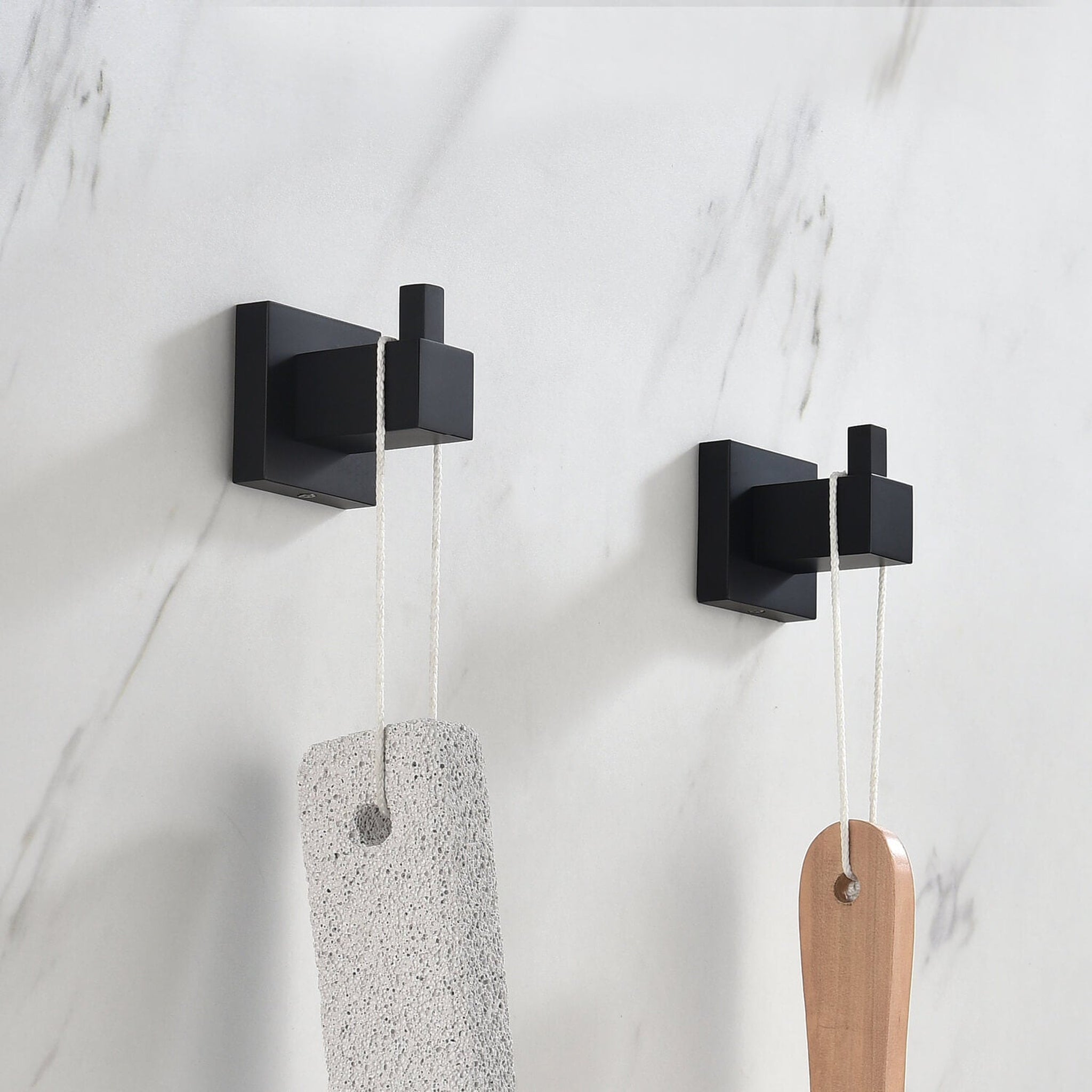 KIBI, KIBI Cube Brass Bathroom Robe Hook in Matte Black Finish