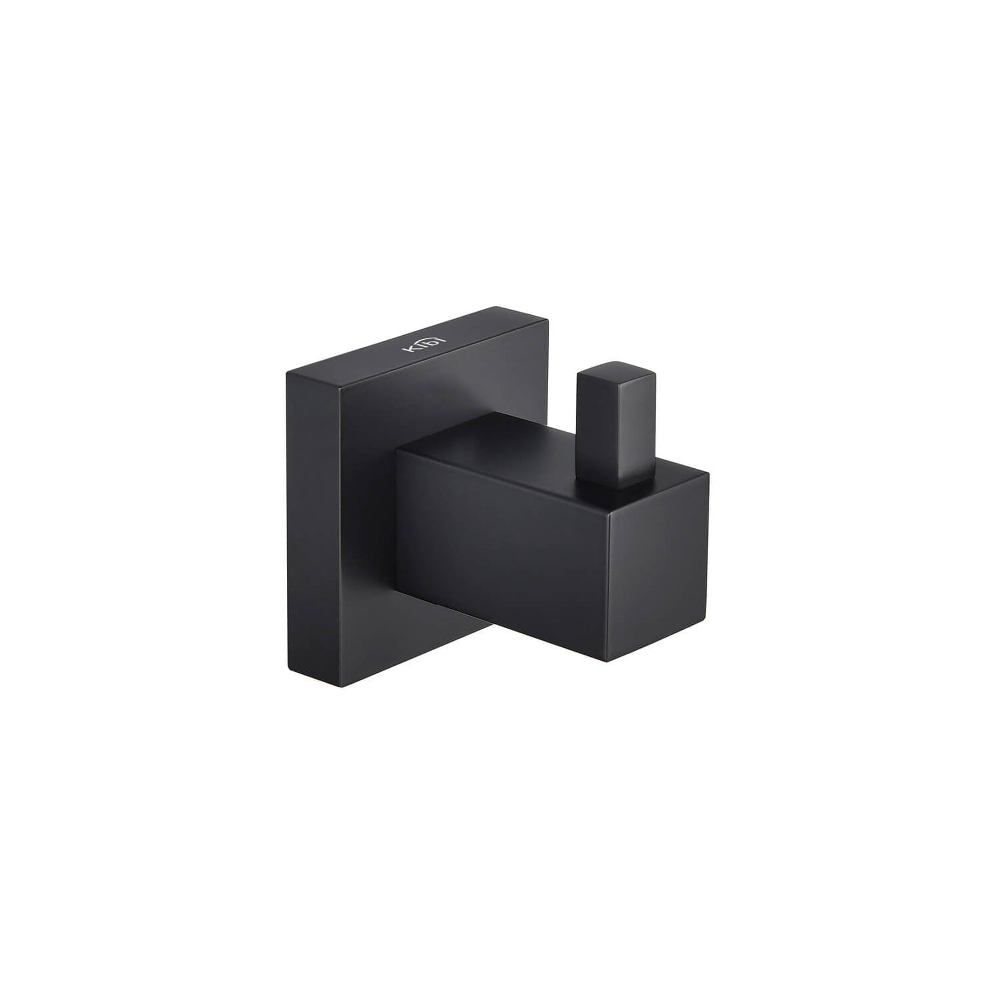 KIBI, KIBI Cube Brass Bathroom Robe Hook in Matte Black Finish