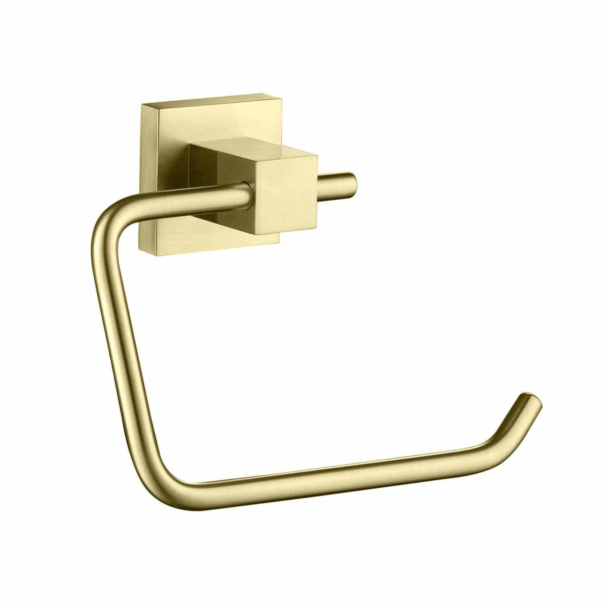 KIBI, KIBI Cube Brass Bathroom Toilet Paper Holder in Brushed Gold Finish