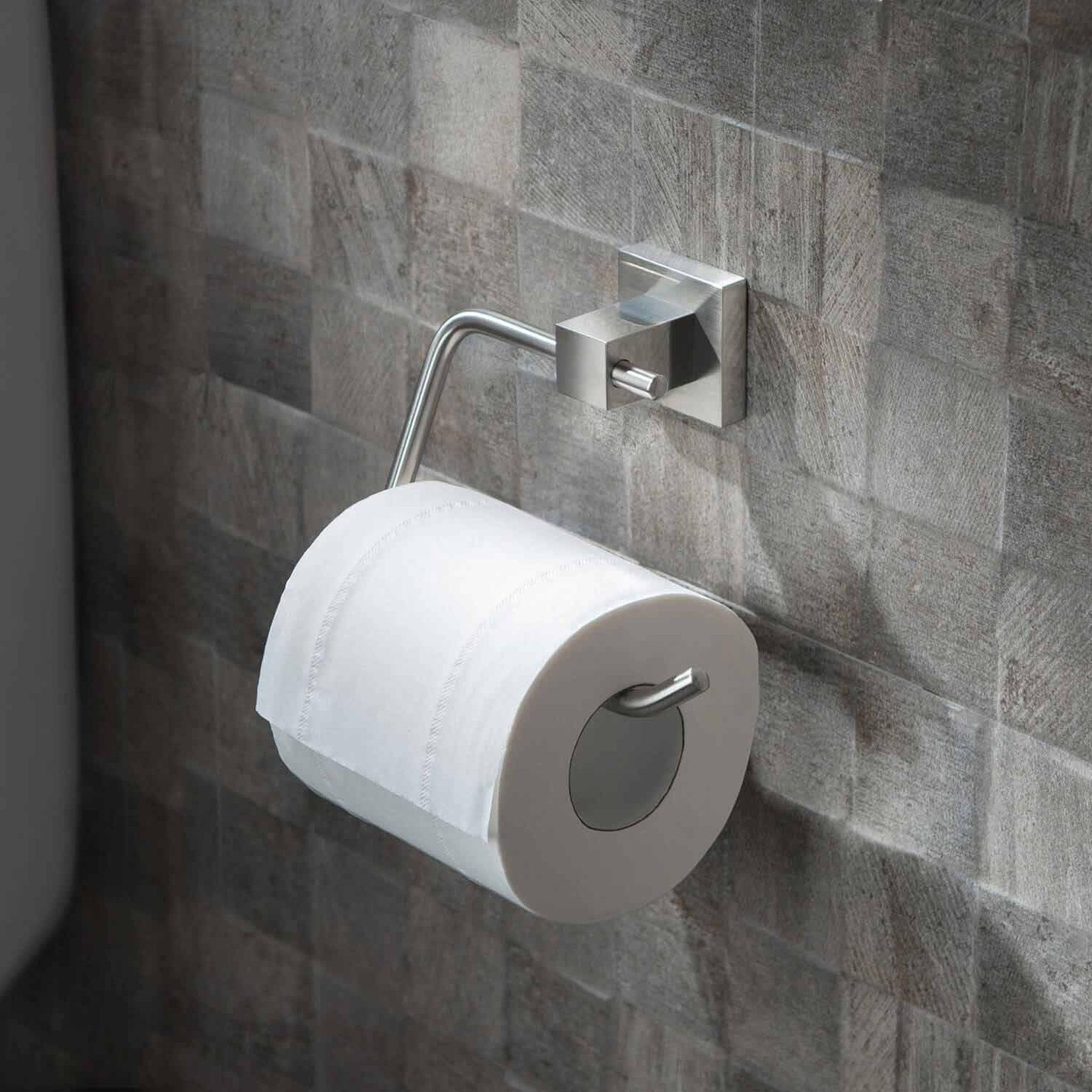 KIBI, KIBI Cube Brass Bathroom Toilet Paper Holder in Brushed Nickel Finish
