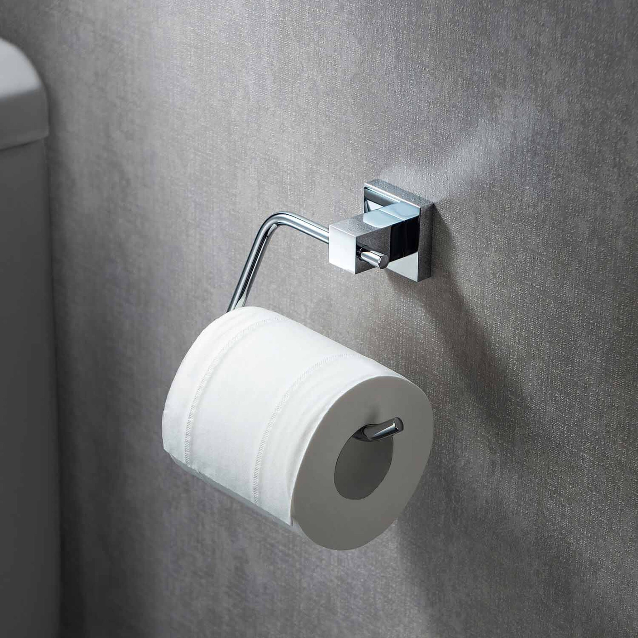 KIBI, KIBI Cube Brass Bathroom Toilet Paper Holder in Chrome Finish
