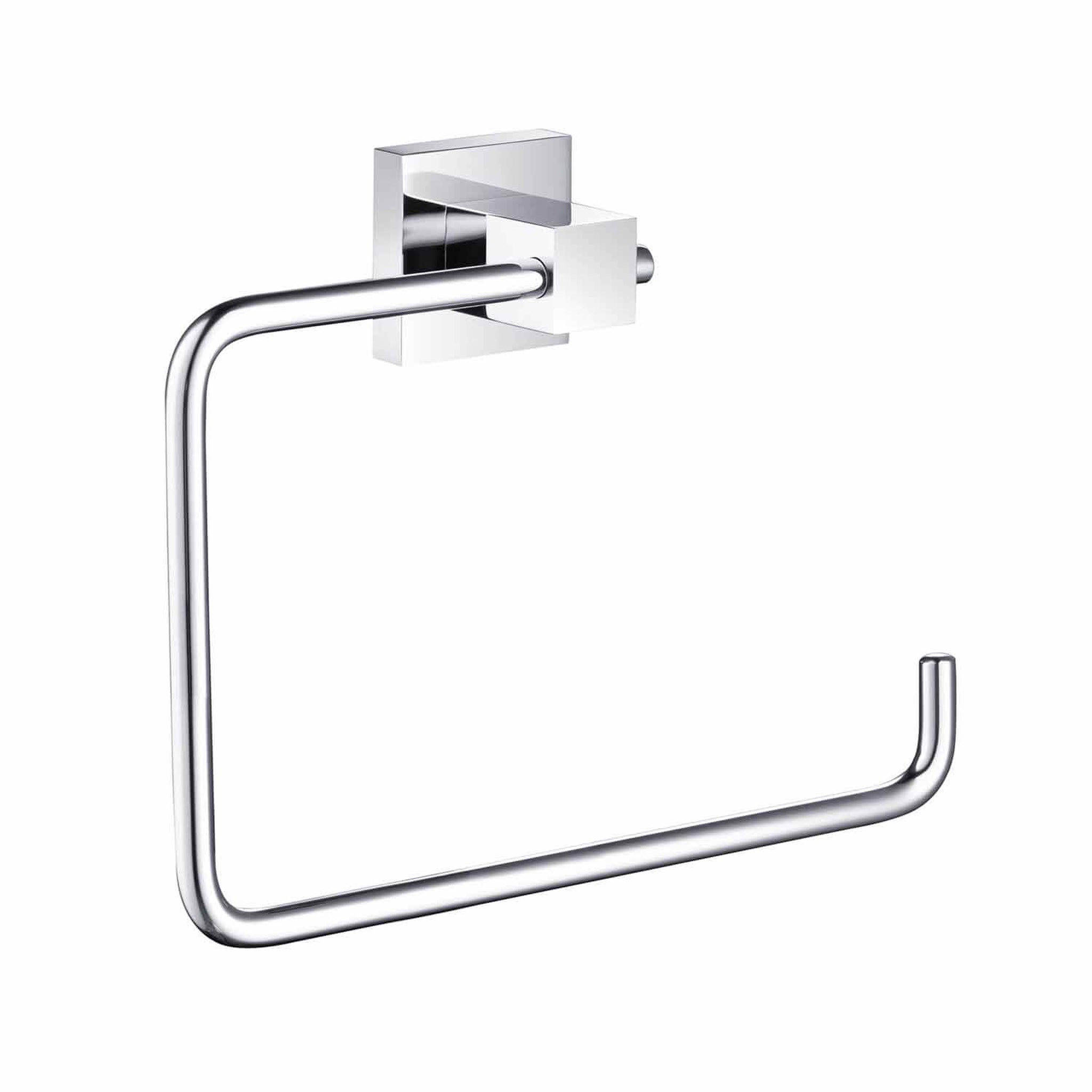 KIBI, KIBI Cube Brass Bathroom Towel Ring in Chrome Finish