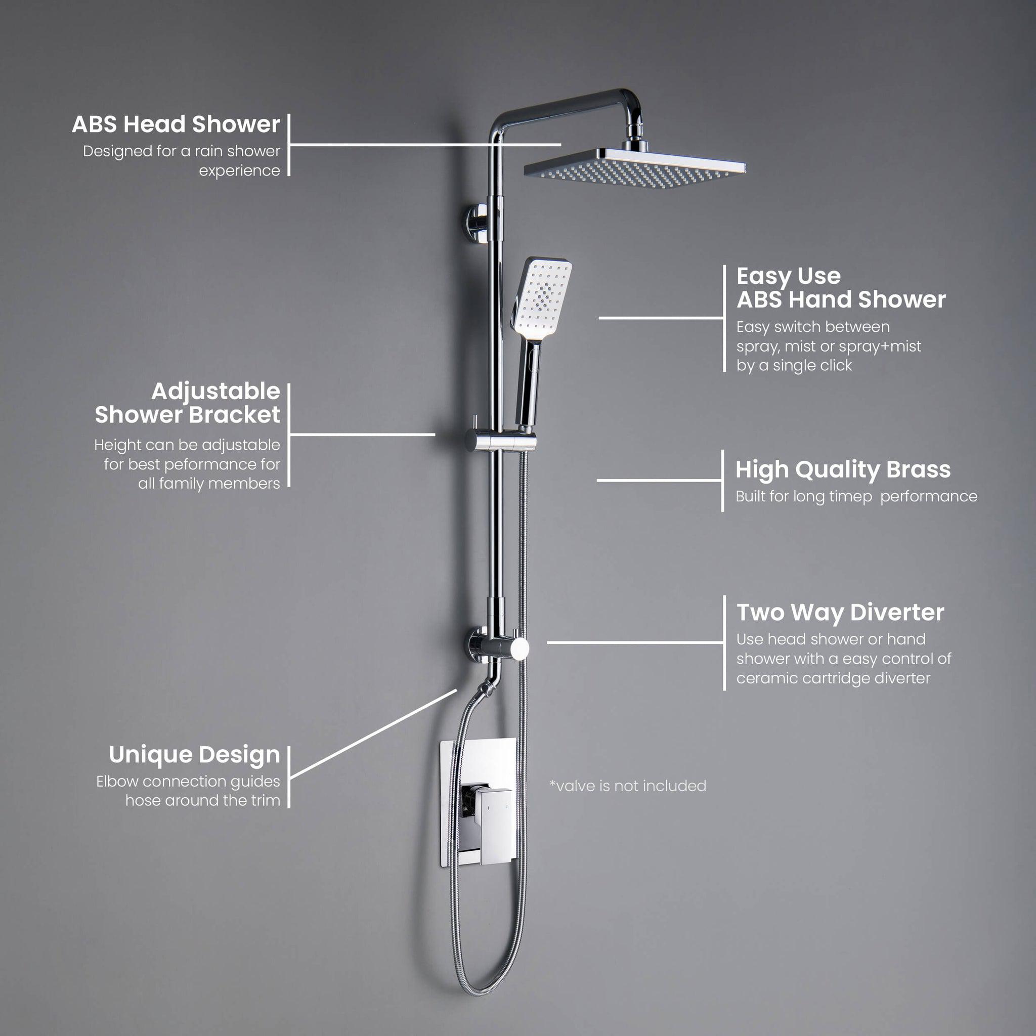 KIBI, KIBI Cube Shower Column With Dual Function Shower Head in Chrome Finish