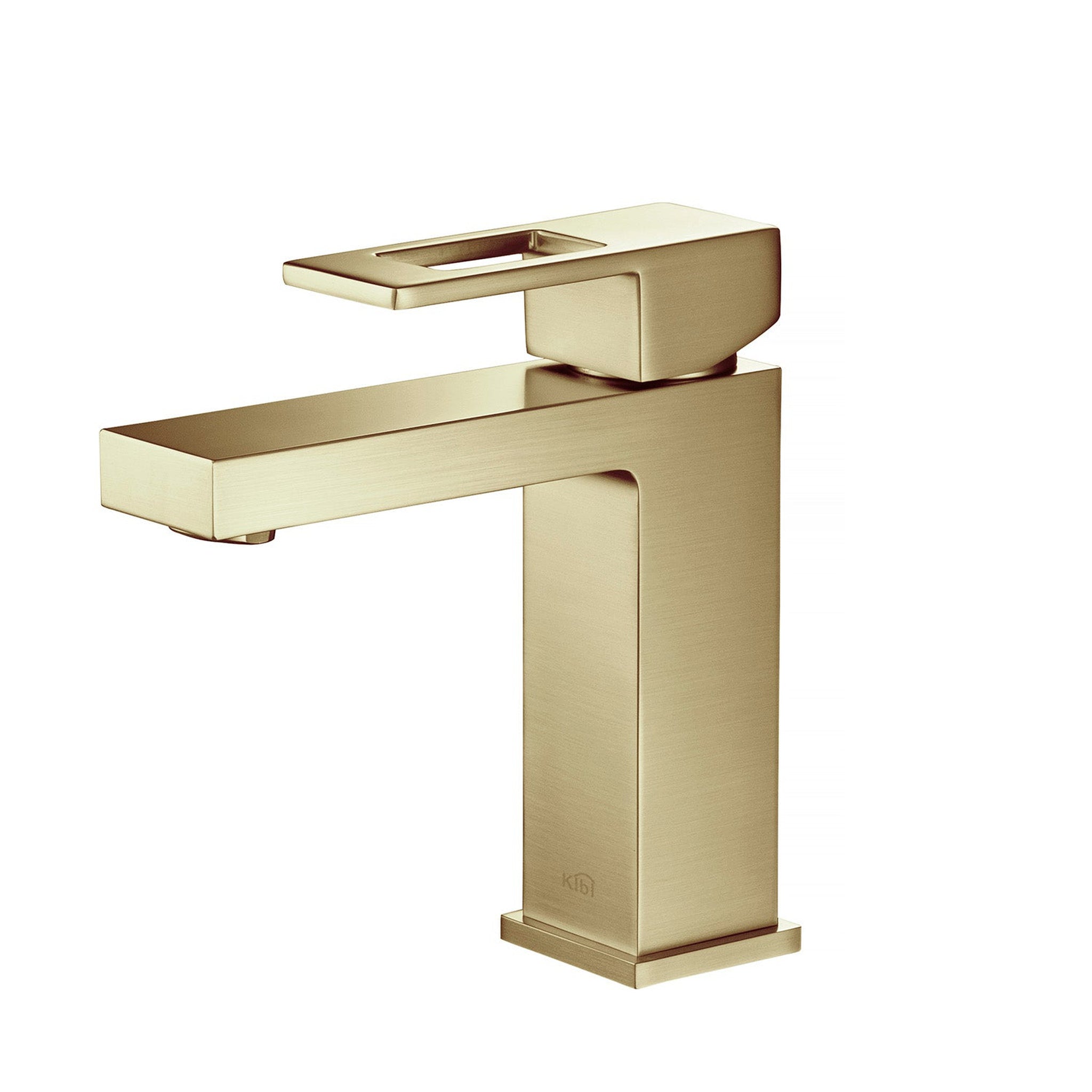 KIBI, KIBI Cubic Single Handle Brushed Gold Solid Brass Bathroom Vanity Sink Faucet