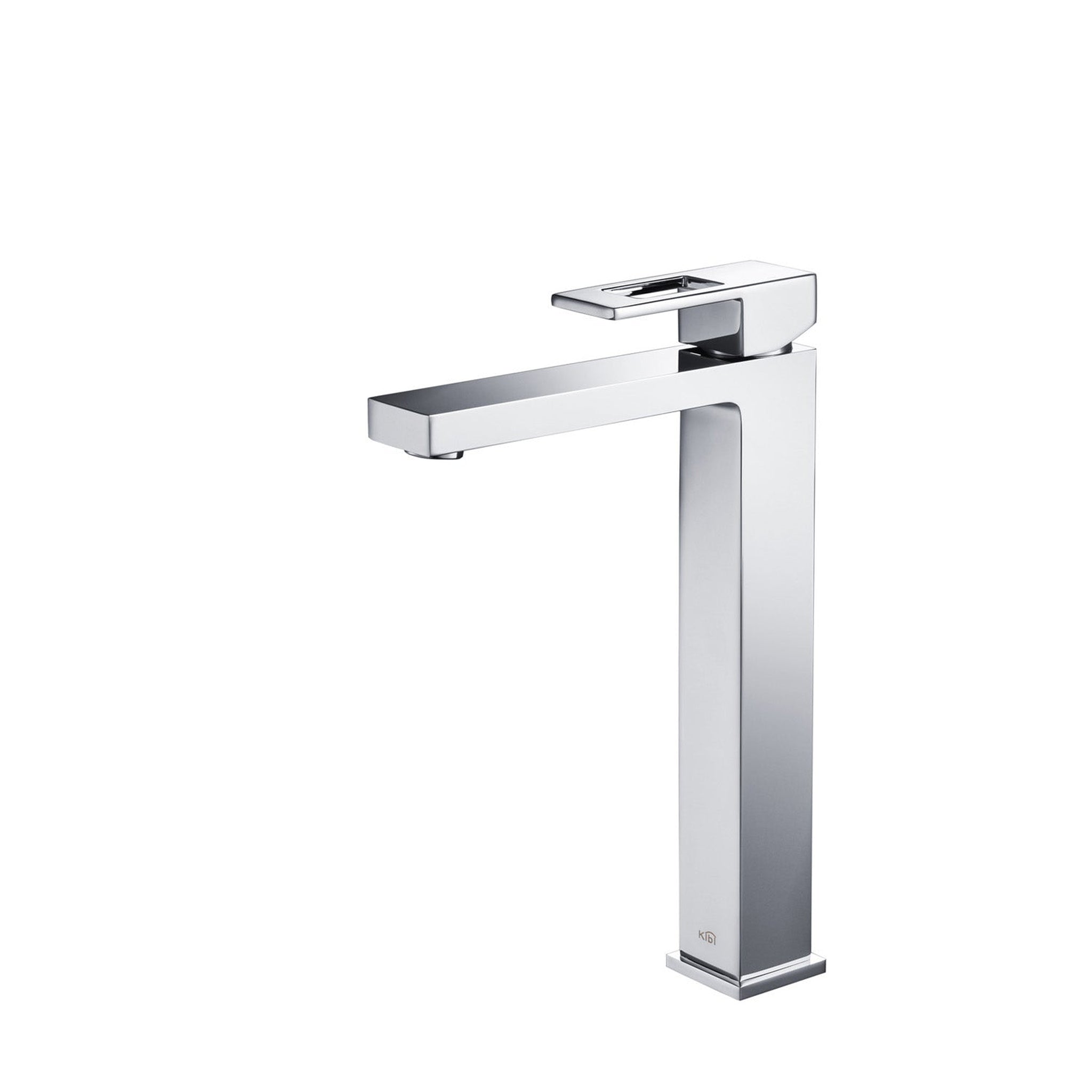 KIBI, KIBI Cubic Single Handle Chrome Solid Brass Bathroom Vessel Sink Faucet