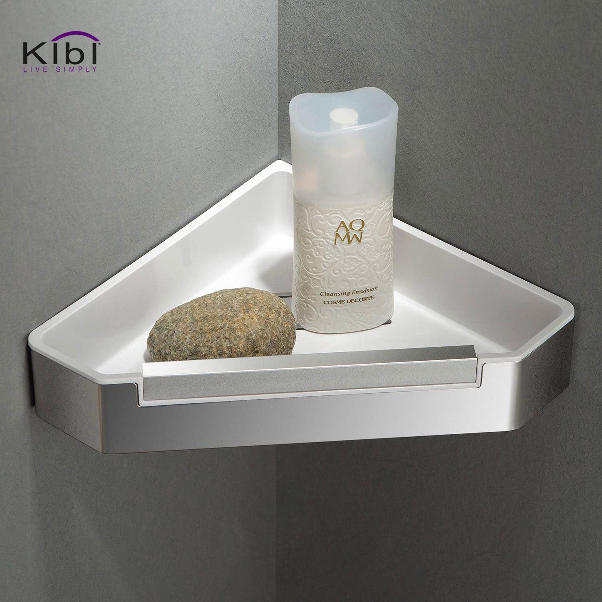 KIBI, KIBI Deco 9" x 2" Bathroom Corner Basket in Chrome Finish