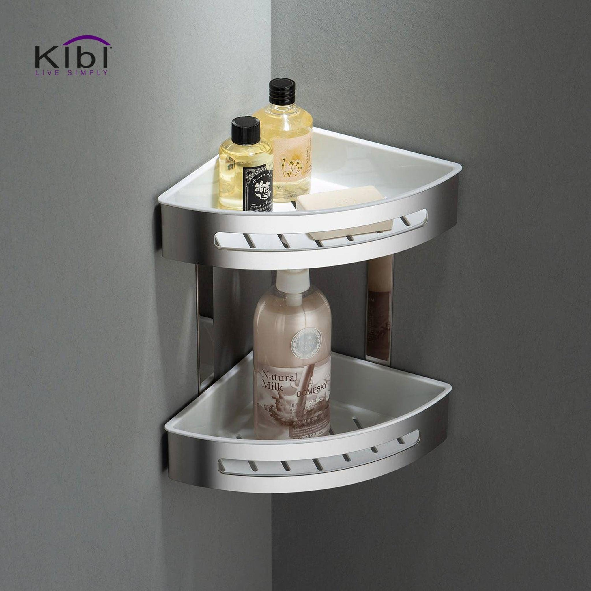 KIBI, KIBI Deco Bathroom 8" x 11"  Double Corner Basket in Chrome Finish