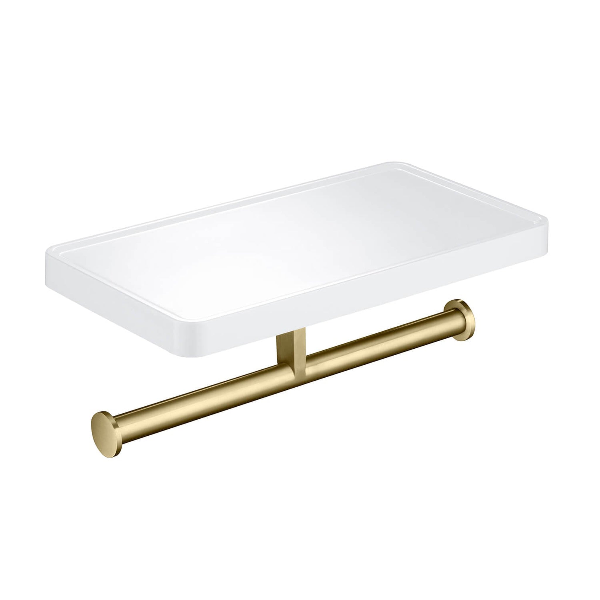 KIBI, KIBI Deco Bathroom Double Tissue Holder With Shelf in Brushed Gold Finish