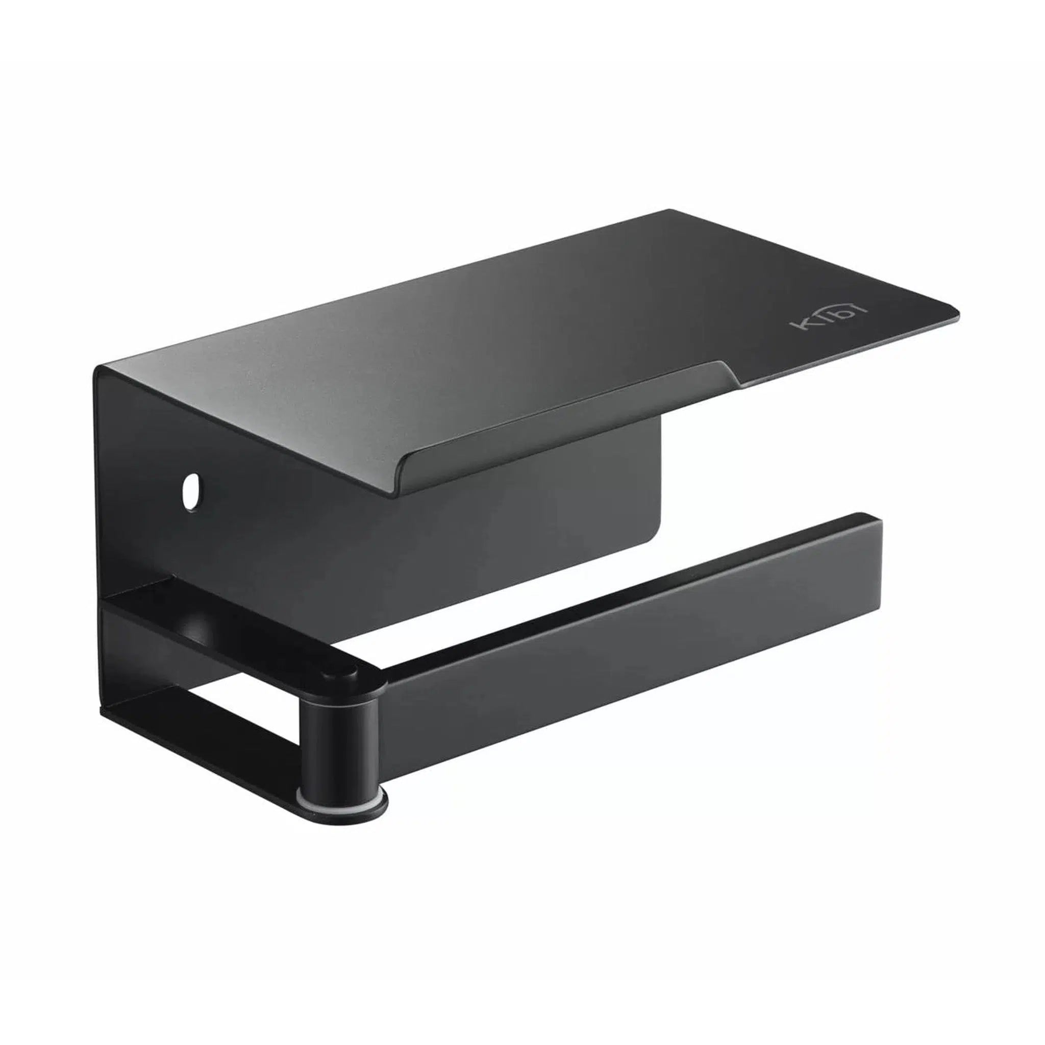 KIBI, KIBI Deco Bathroom Toilet Paper Holder With Platform in Matte Black Finish