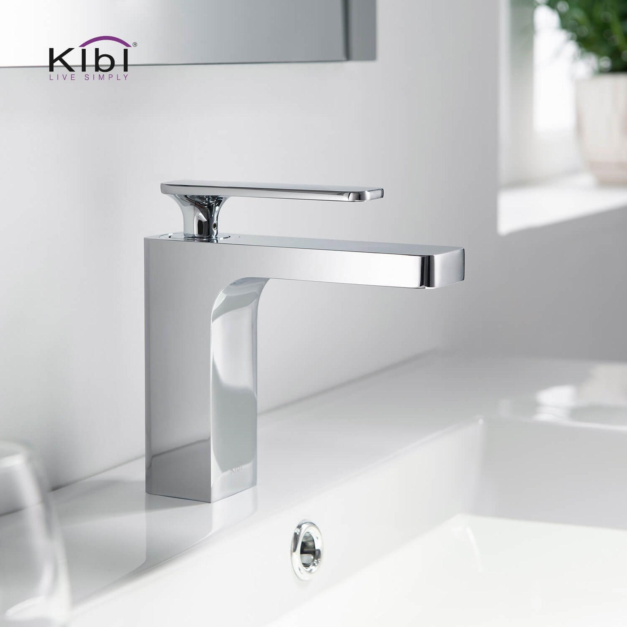 KIBI, KIBI Infinity Single Handle Chrome Solid Brass Bathroom Vanity Sink Faucet