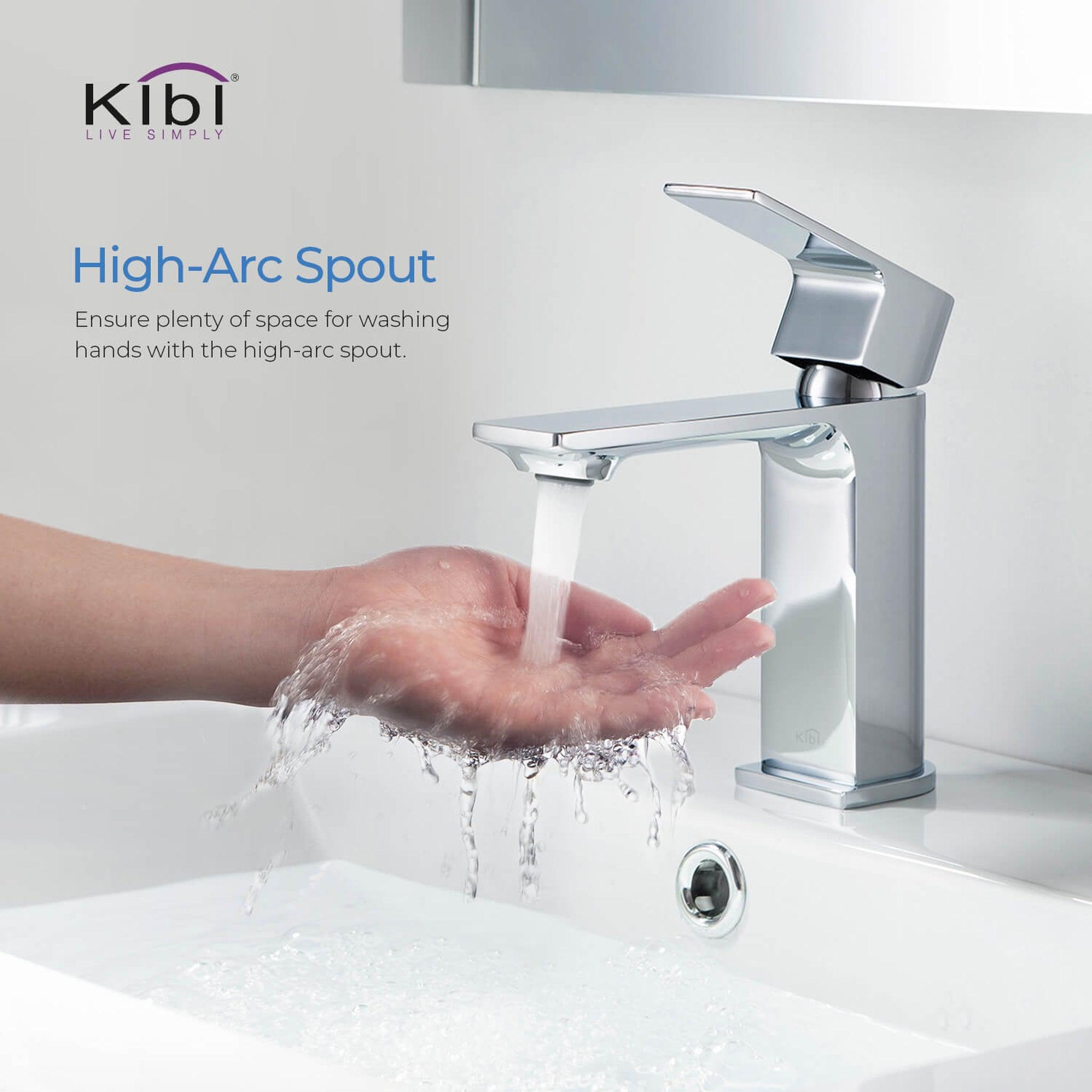 KIBI, KIBI Mirage Single Handle Chrome Solid Brass Bathroom Vanity Sink Faucet