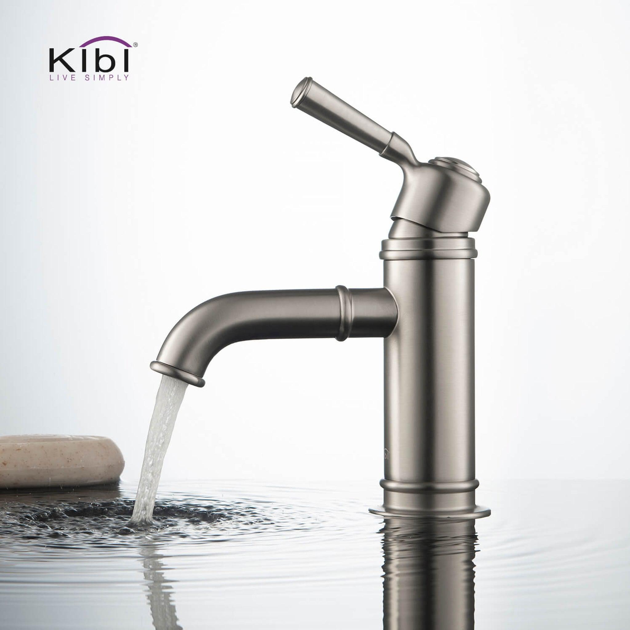 KIBI, KIBI Victorian Single Handle Brushed Nickel Solid Brass Bathroom Vanity Sink Faucet