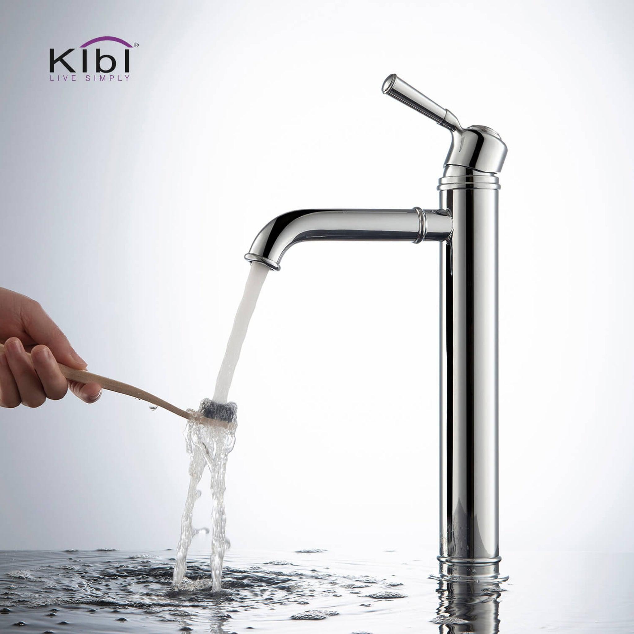 KIBI, KIBI Victorian Single Handle Chrome Solid Brass Bathroom Vanity Vessel Sink Faucet