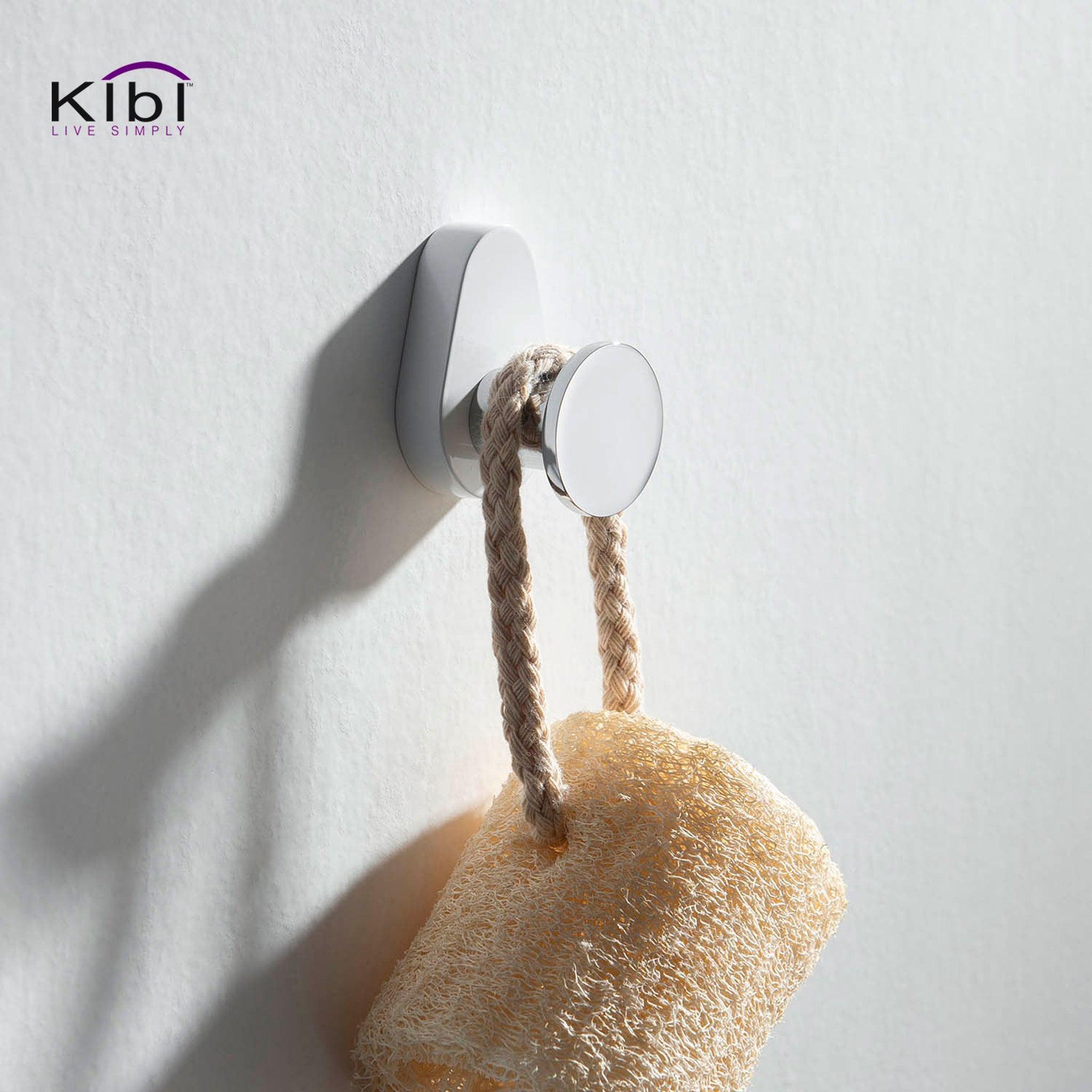 KIBI, KIBI Volcano Bathroom Robe Hook in Chrome White Finish