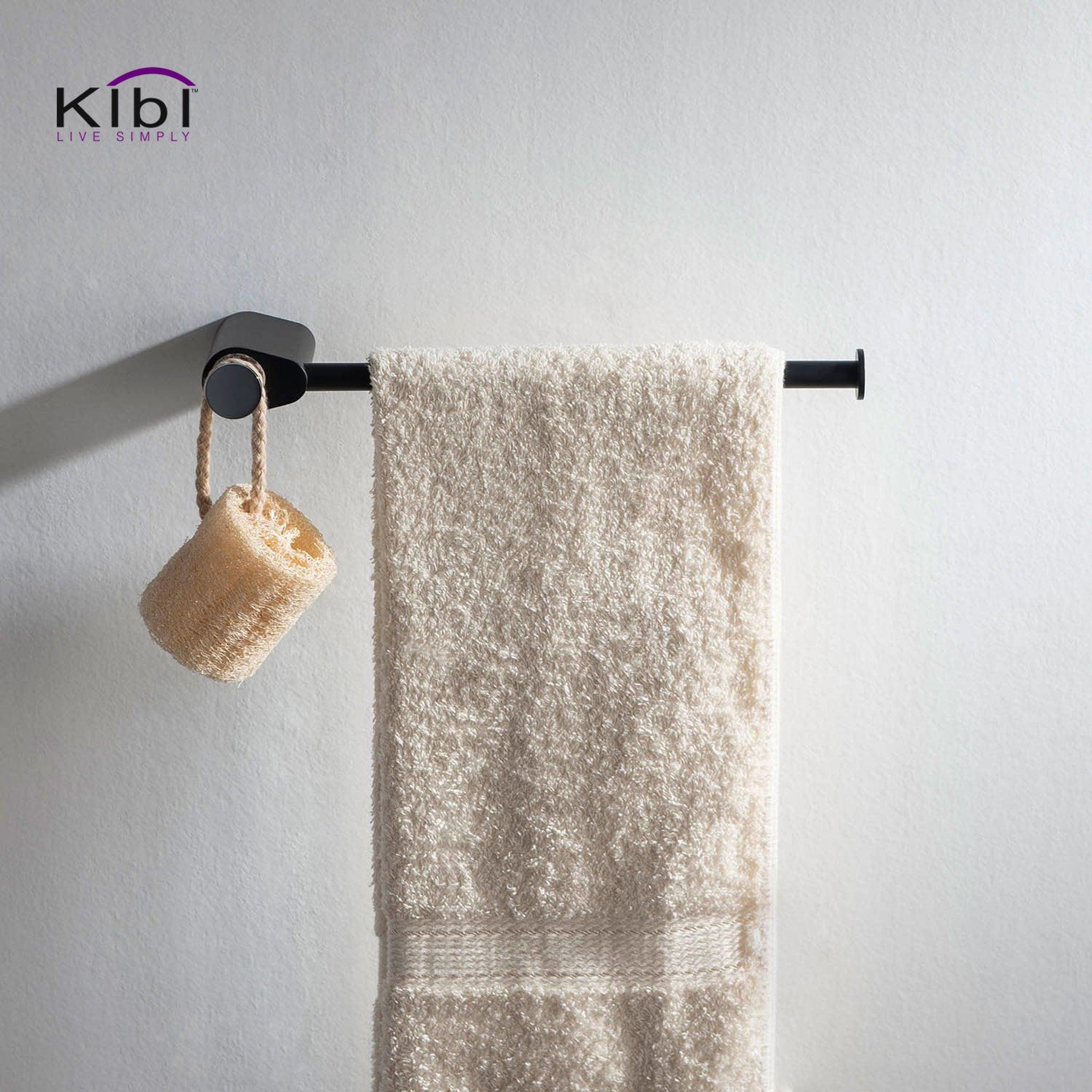 KIBI, KIBI Volcano Brass Bathroom Towel Ring in Chrome Black Finish