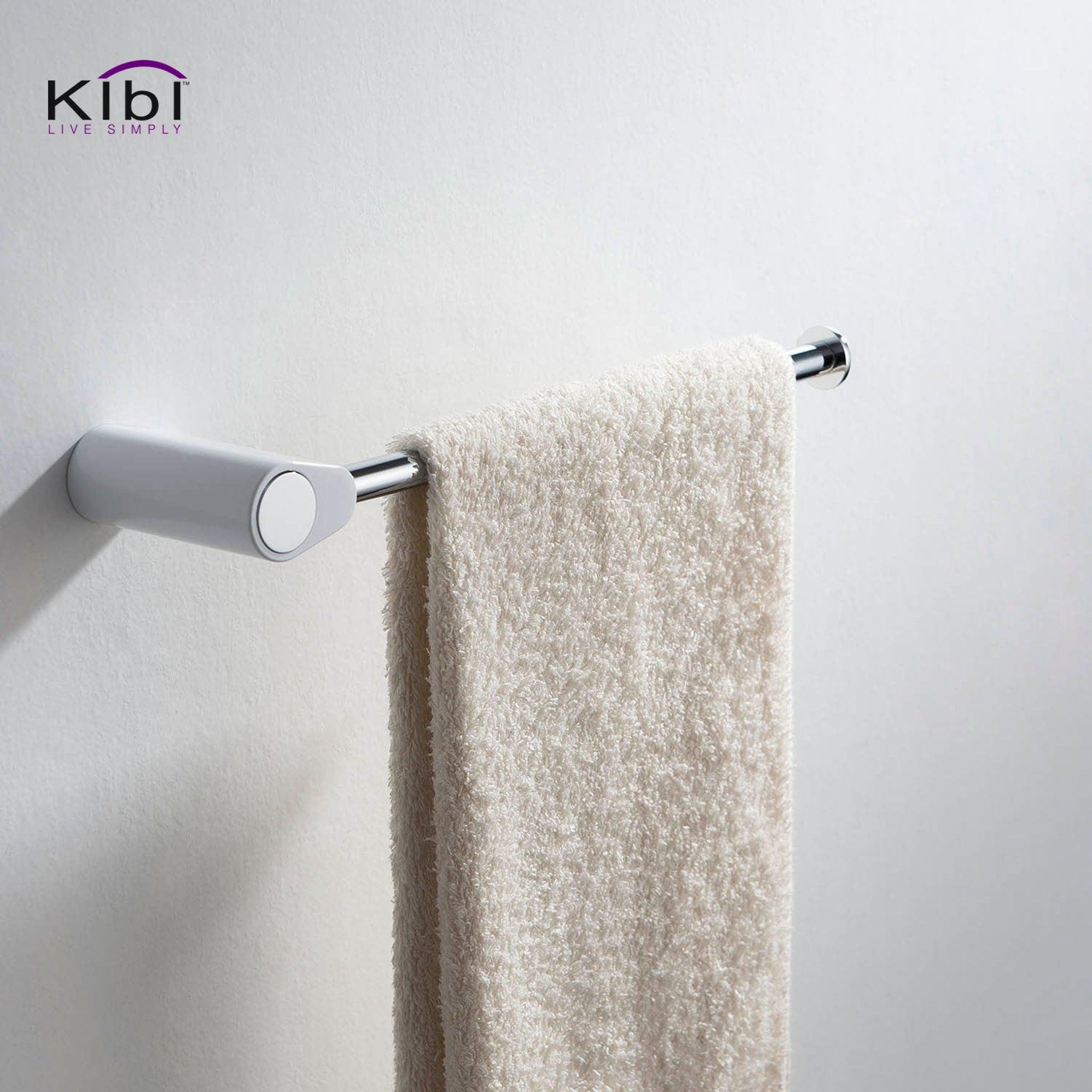 KIBI, KIBI Volcano Brass Bathroom Towel Ring in Chrome White Finish