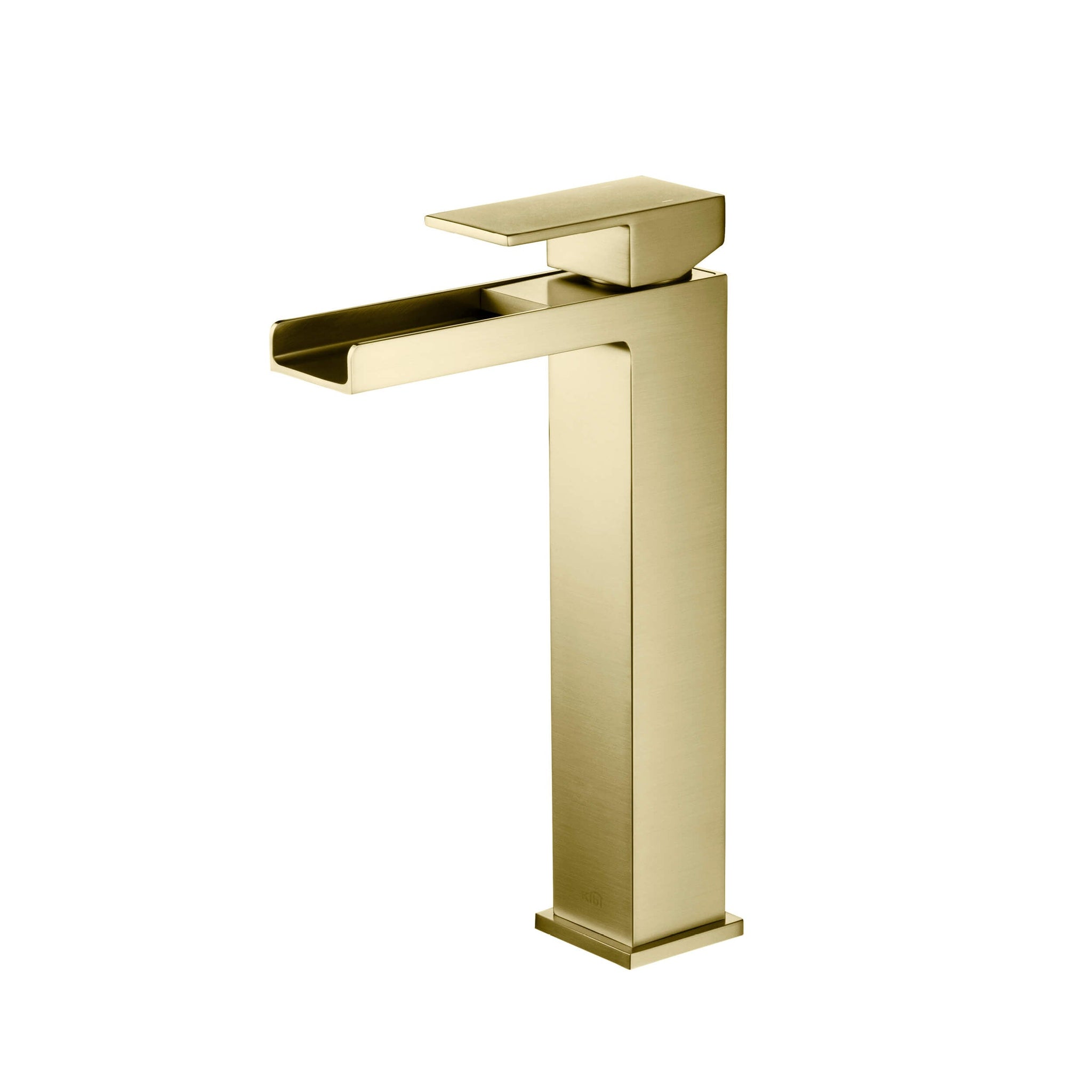 KIBI, KIBI Waterfall Single Handle Brushed Gold Solid Brass Bathroom Vanity Vessel Sink Faucet