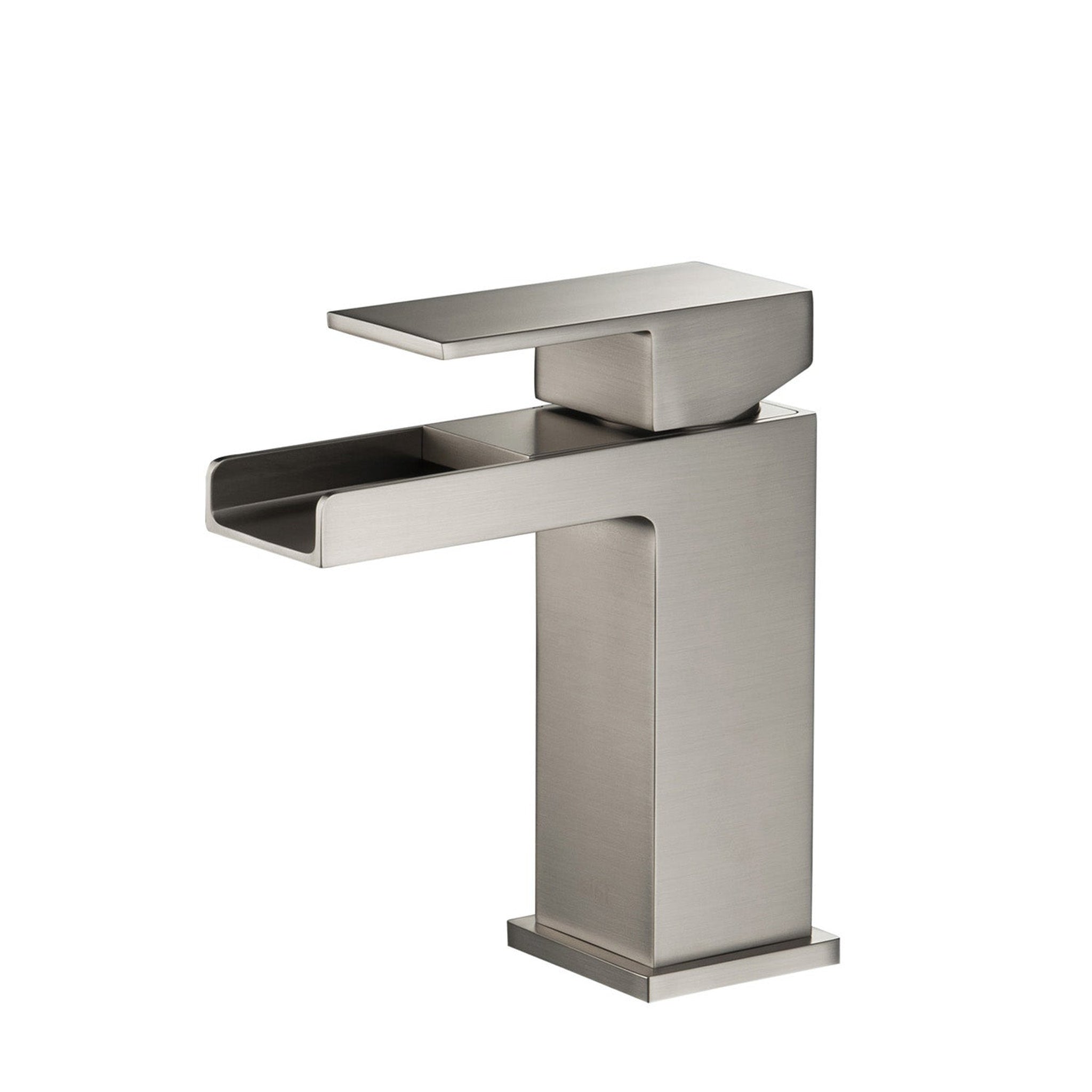 KIBI, KIBI Waterfall Single Handle Brushed Nickel Solid Brass Bathroom Vanity Sink Faucet