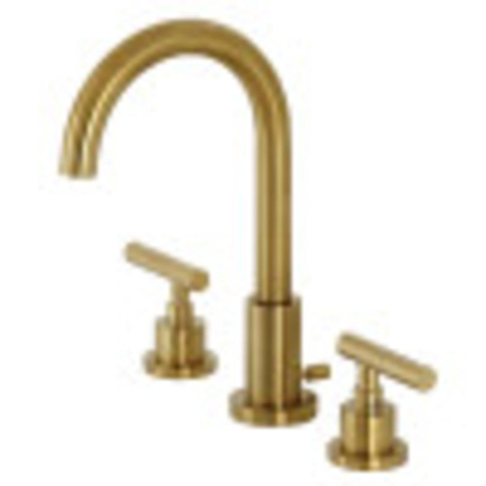 Kingston Brass, Kingston Brass FSC8923CML Manhattan Widespread Bathroom Faucet with Brass Pop-Up, Brushed Brass