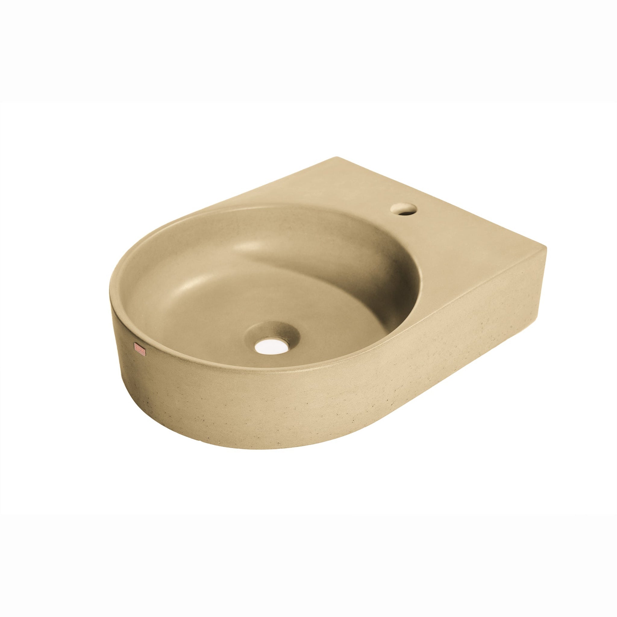 Konkretus, Konkretus Bahia01 15" Desert Brown Wall-Mounted Round Vessel Concrete Bathroom Sink