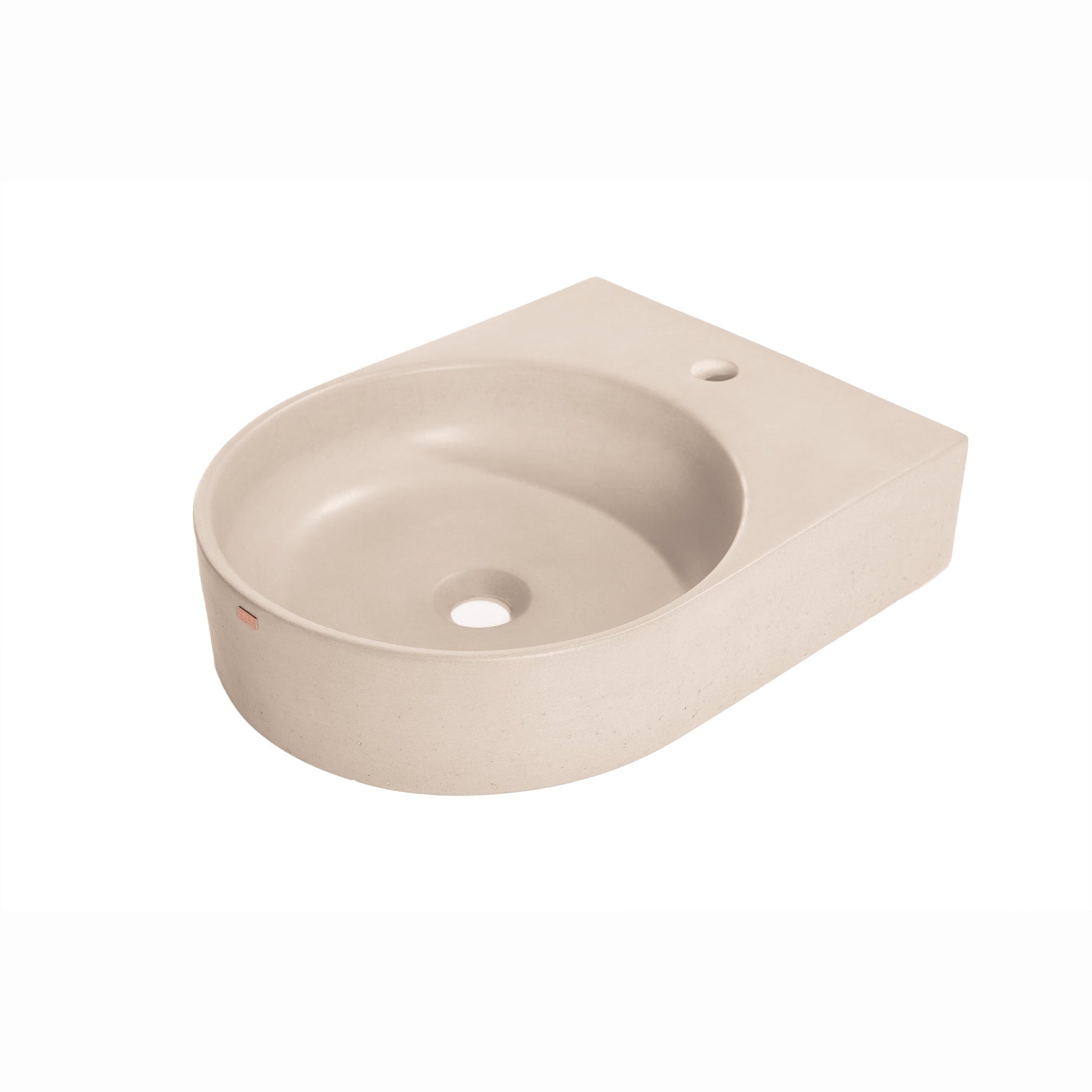 Konkretus, Konkretus Bahia01 15" Linen Beige Wall-Mounted Round Vessel Concrete Bathroom Sink