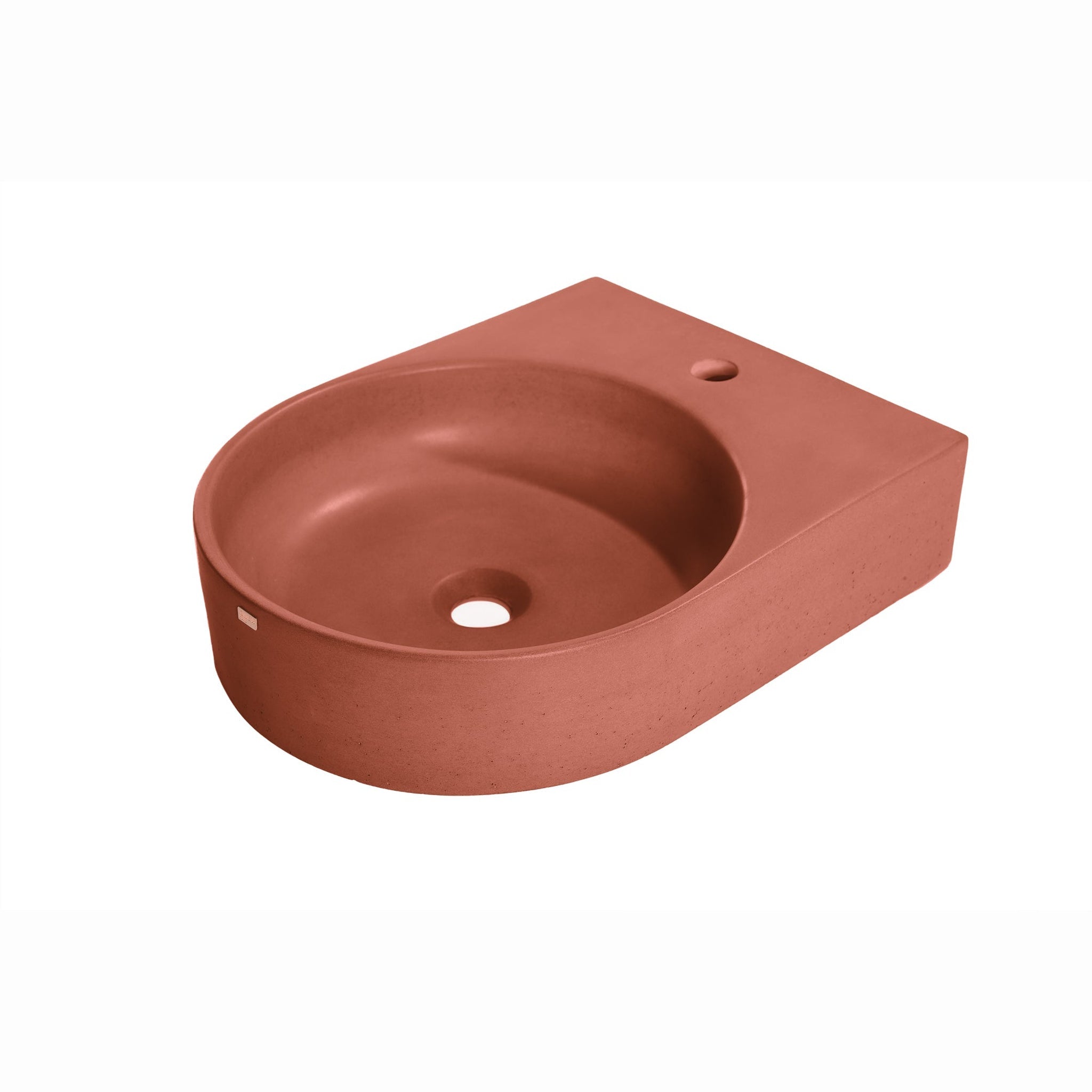 Konkretus, Konkretus Bahia01 15" Terracota Red Wall-Mounted Round Vessel Concrete Bathroom Sink