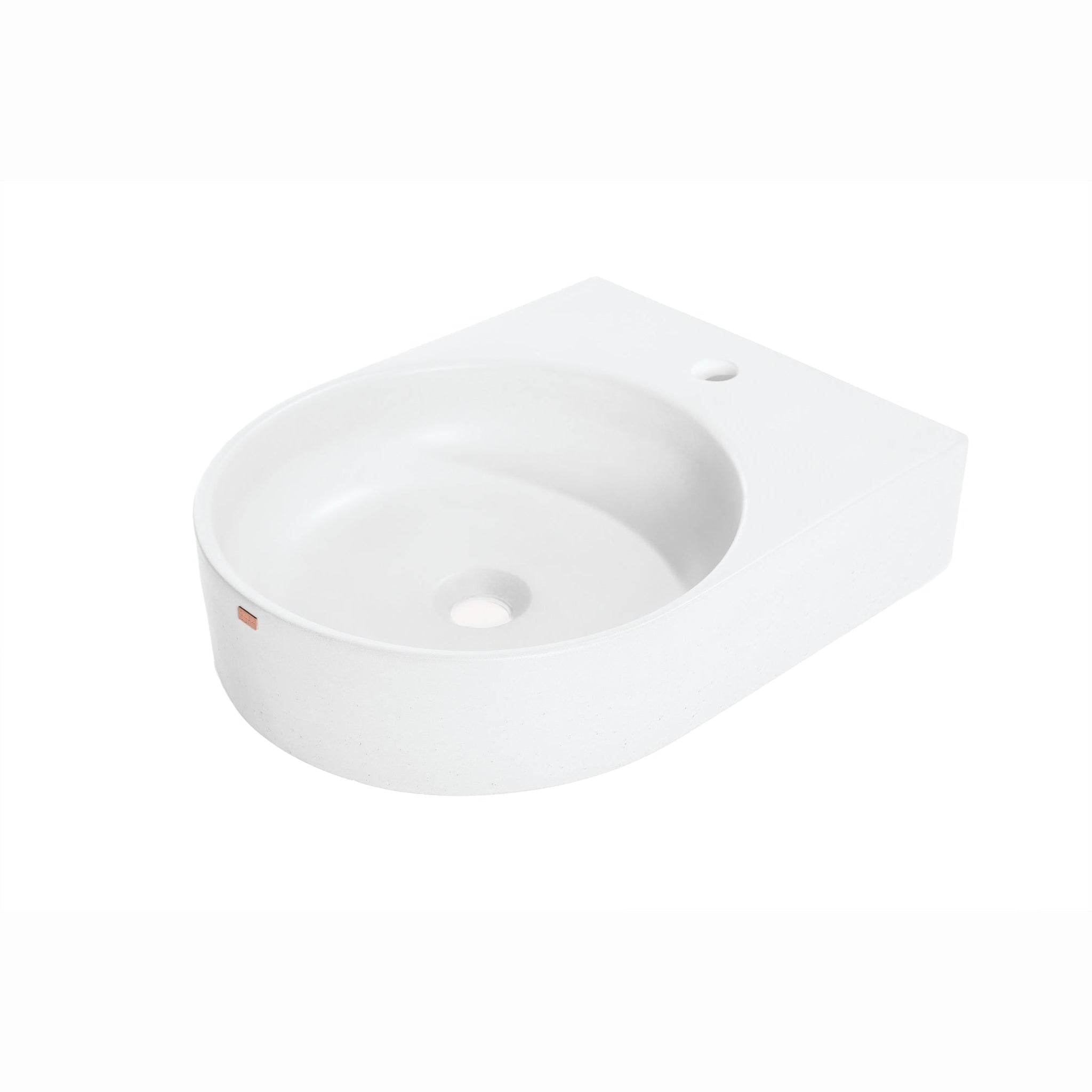 Konkretus, Konkretus Bahia01 15" Tulum White Wall-Mounted Round Vessel Concrete Bathroom Sink