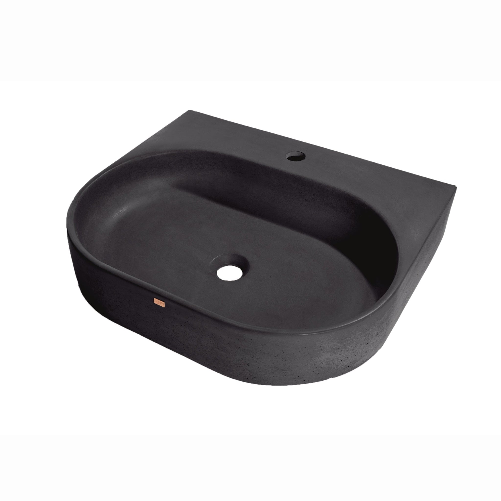Konkretus, Konkretus Bahia02 22" Coal Black Wall-Mounted Vessel Concrete Bathroom Sink