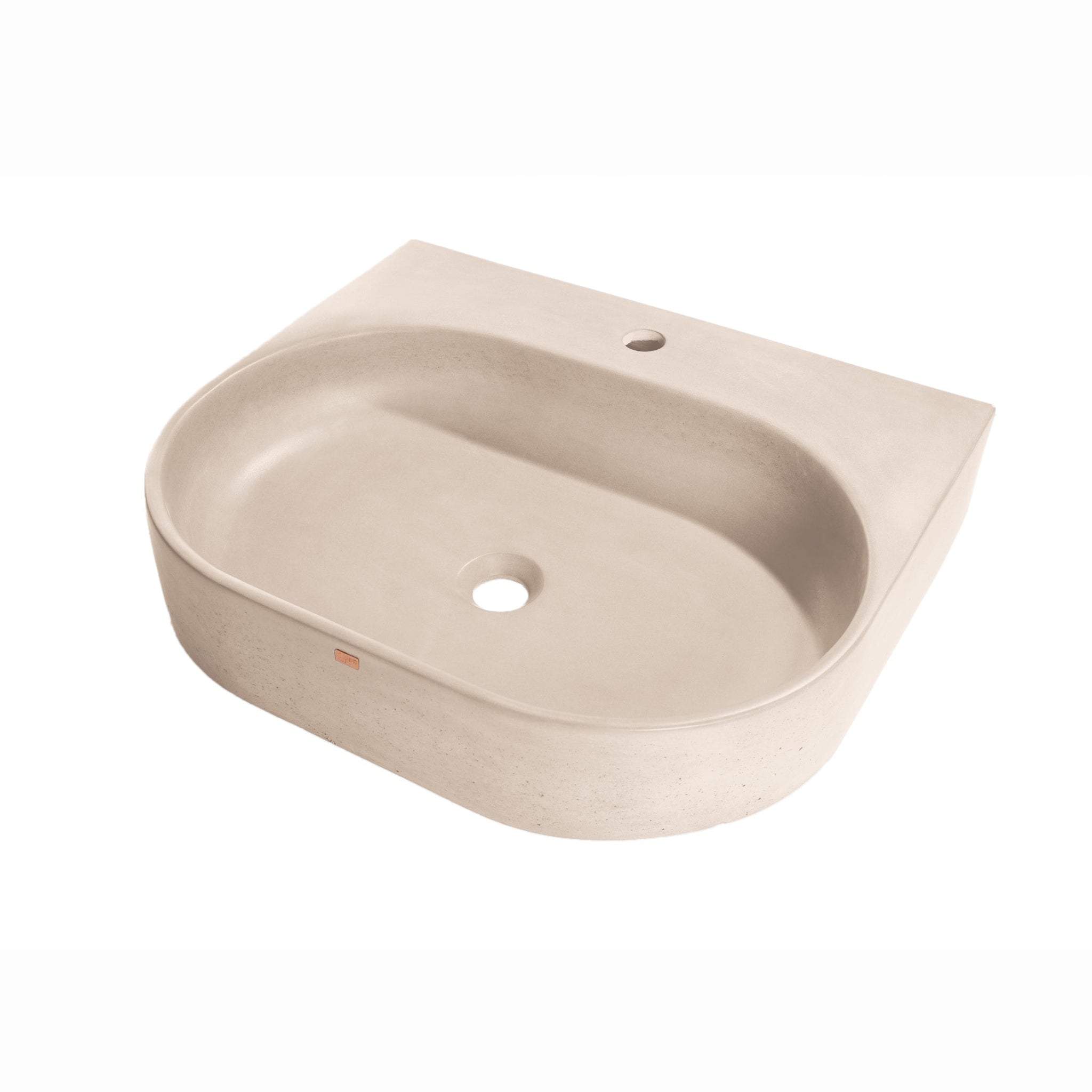 Konkretus, Konkretus Bahia02 22" Linen Beige Wall-Mounted Vessel Concrete Bathroom Sink