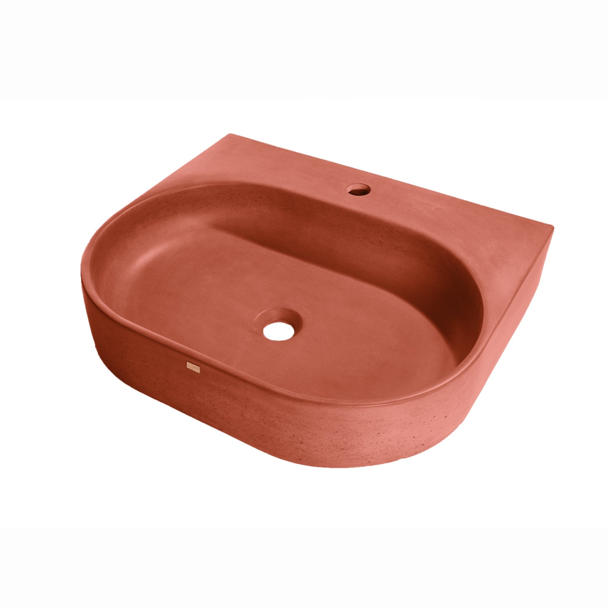 Konkretus, Konkretus Bahia02 22" Terracotta Red Wall-Mounted Vessel Concrete Bathroom Sink