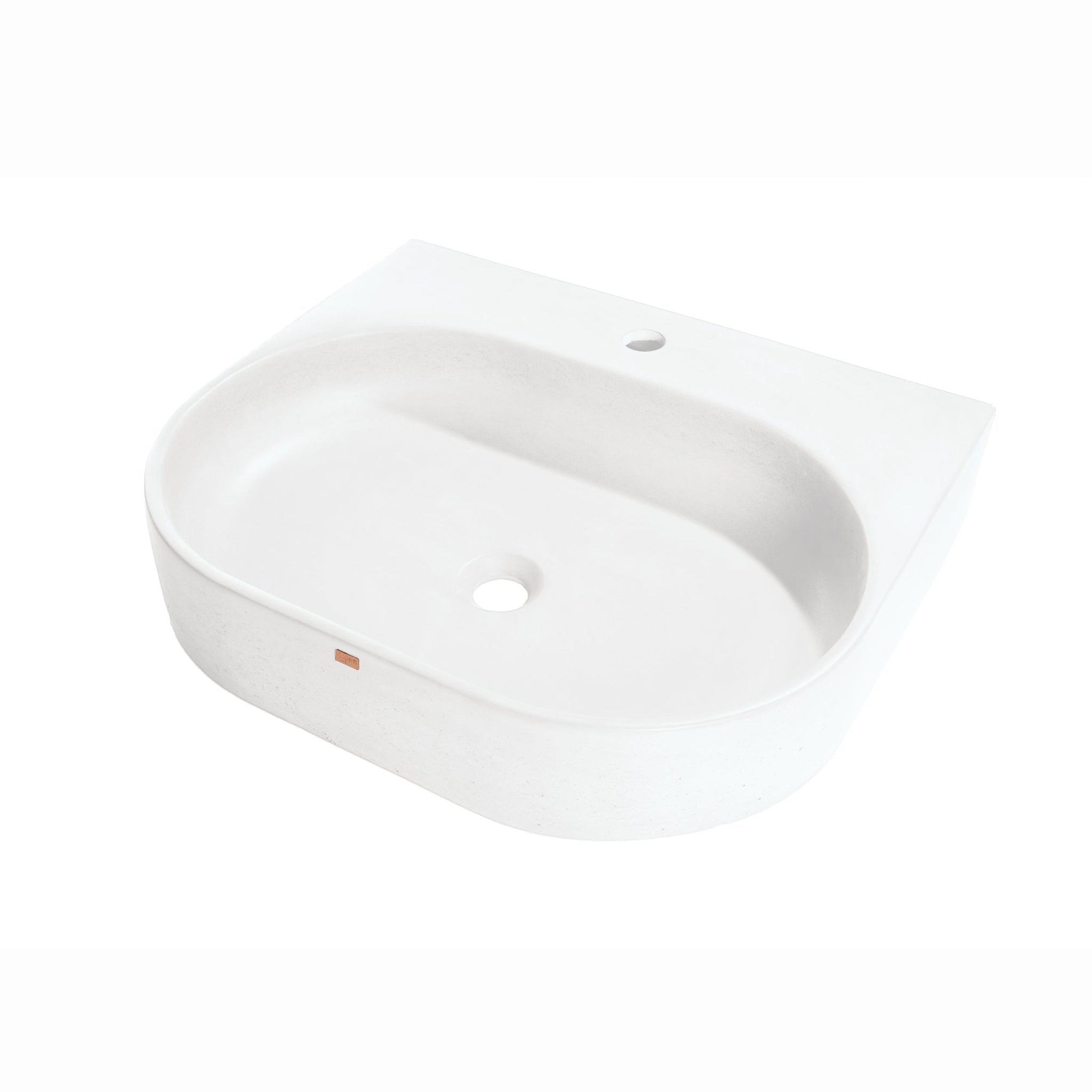Konkretus, Konkretus Bahia02 22" Tulum White Wall-Mounted Vessel Concrete Bathroom Sink