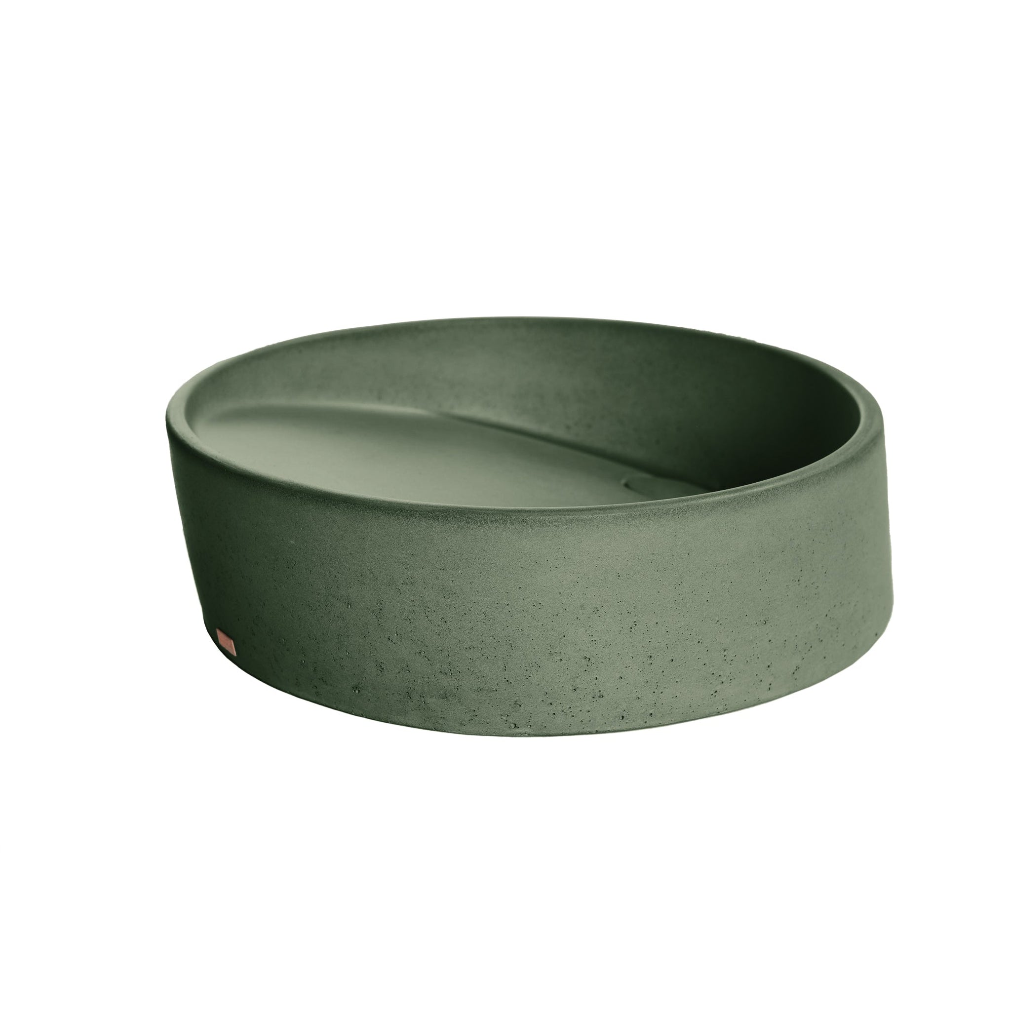 Konkretus, Konkretus Dal01 15" Amazonic Green Top Mount Round Vessel Concrete Bathroom Sink