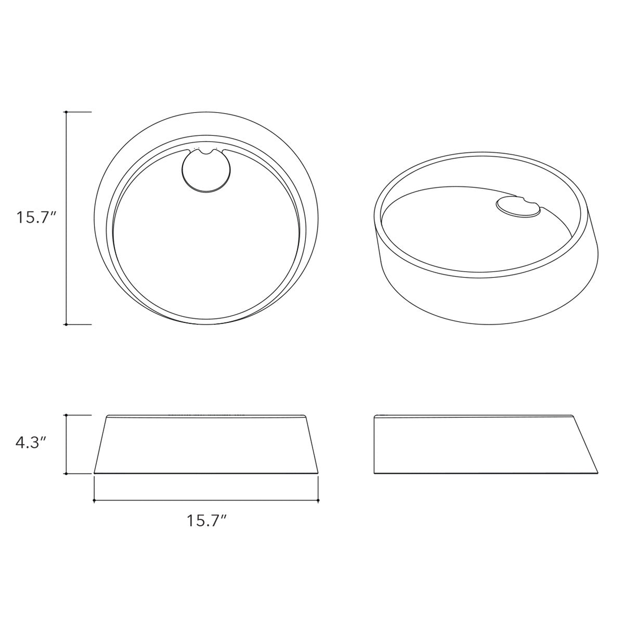 Konkretus, Konkretus Dal04 16" Caribbean Blue Top Mount Round Vessel Concrete Bathroom Sink