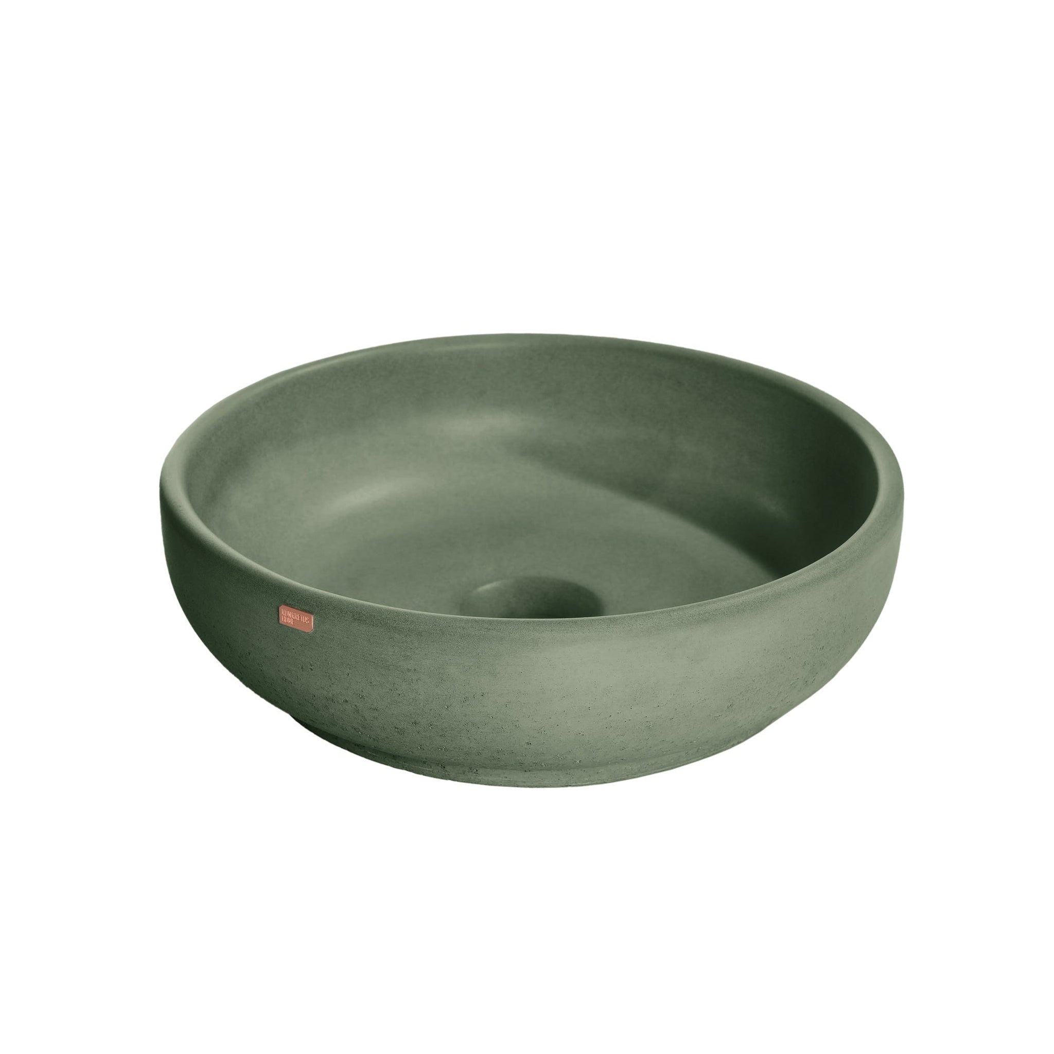 Konkretus, Konkretus Fladd02 15" Amazonic Green Top Mount Vessel Concrete Bathroom Sink