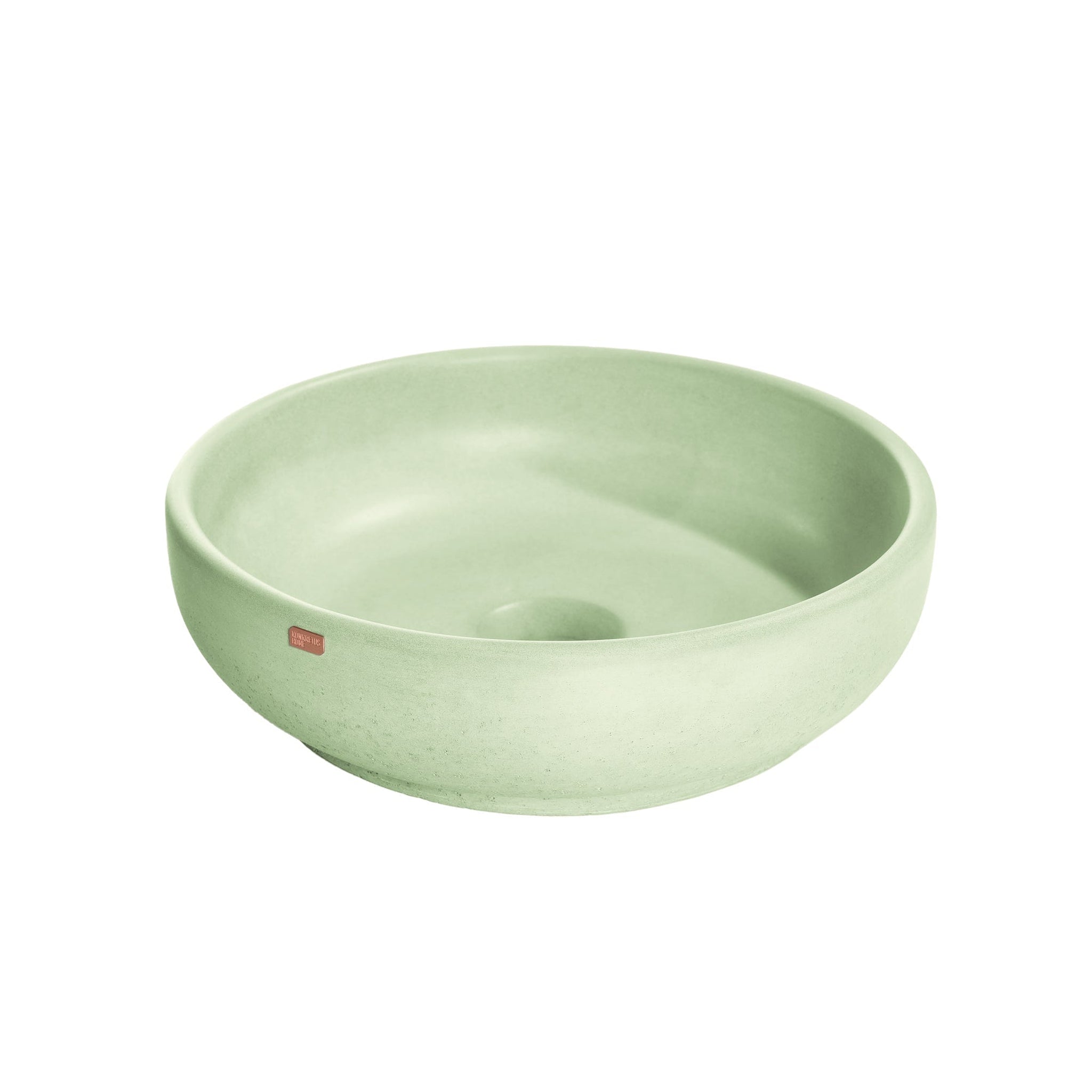 Konkretus, Konkretus Fladd02 15" Ceiba Green Top Mount Vessel Concrete Bathroom Sink